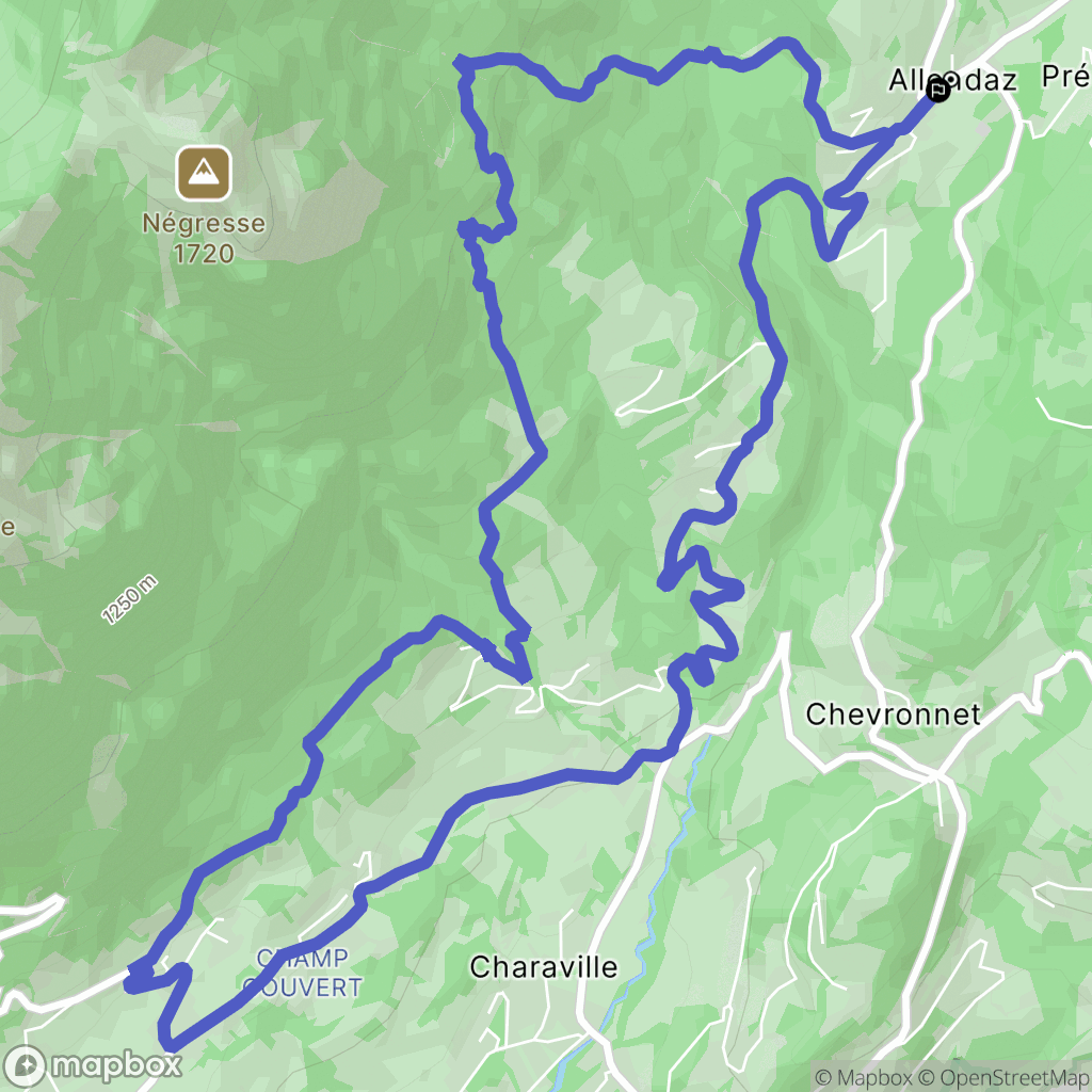 Allondaz : carte du parcours de randonnée - France