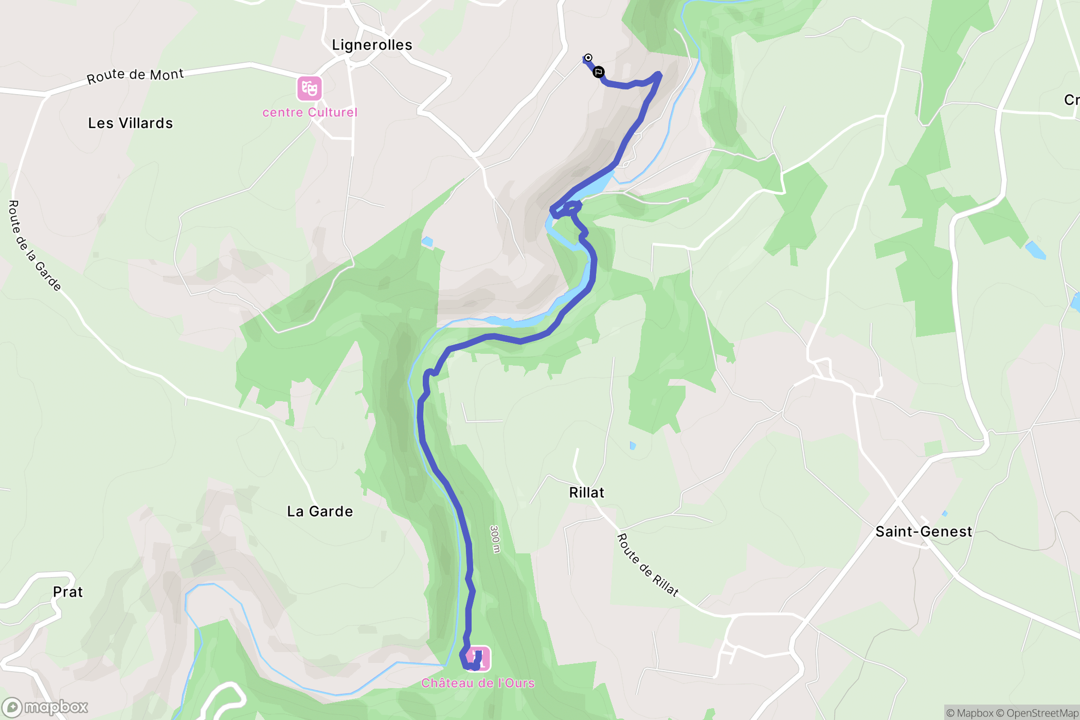 Lignerolles : carte du parcours de randonnée - France