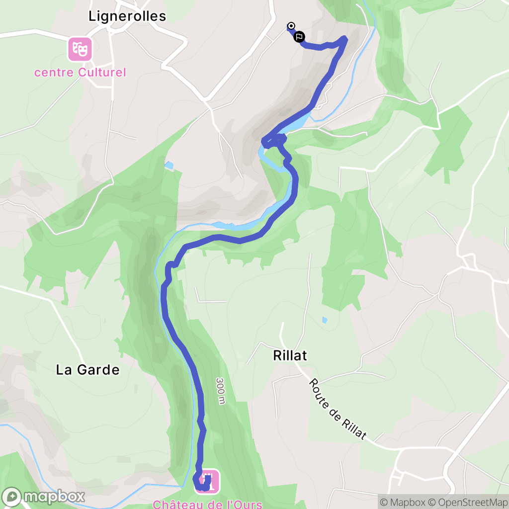 Lignerolles : carte du parcours de randonnée - France