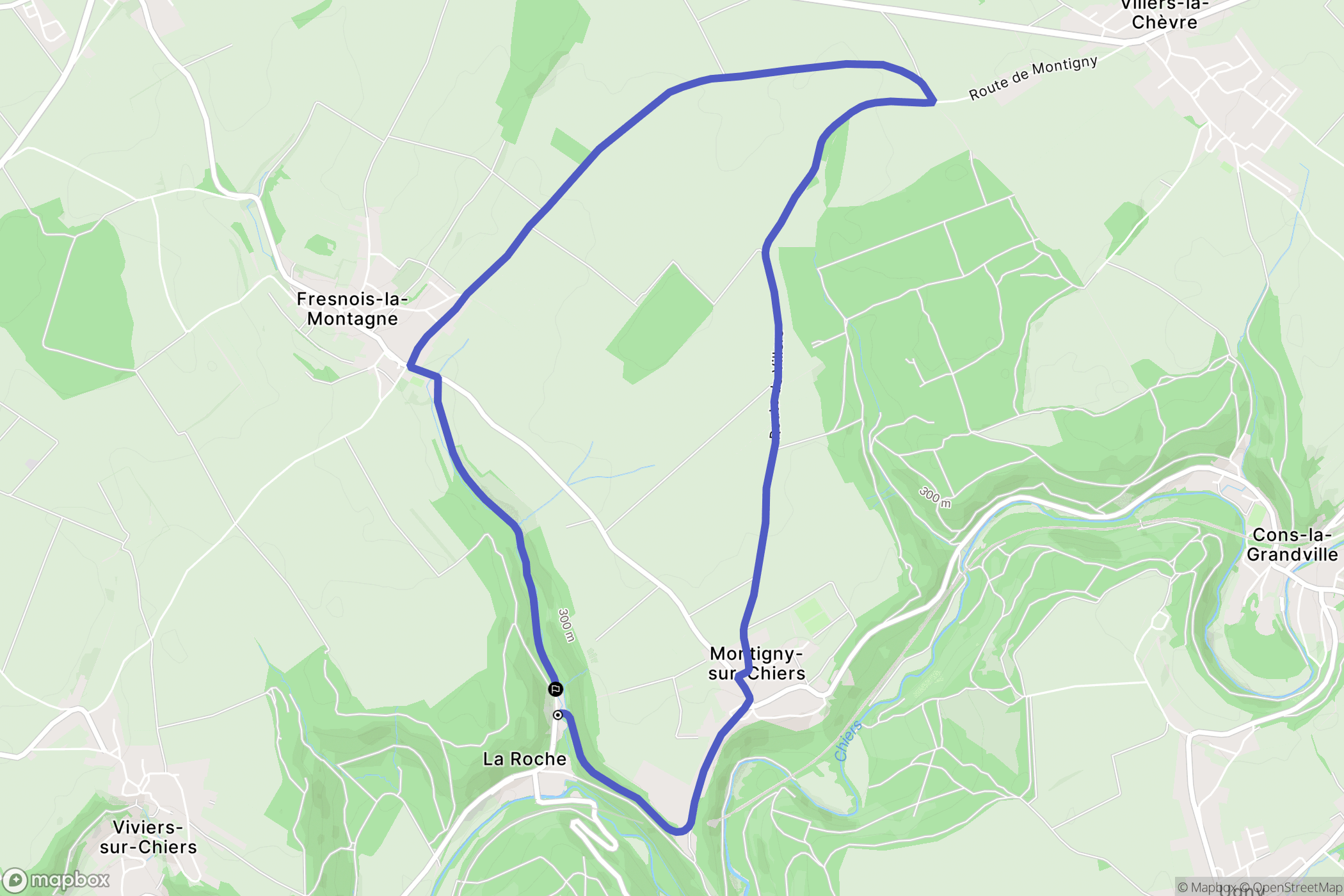 Montigny-sur-Chiers : carte du parcours de randonnée - France