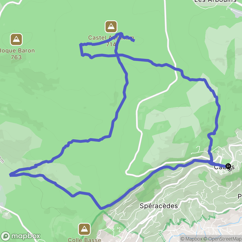 Cabris : carte du parcours de randonnée - France