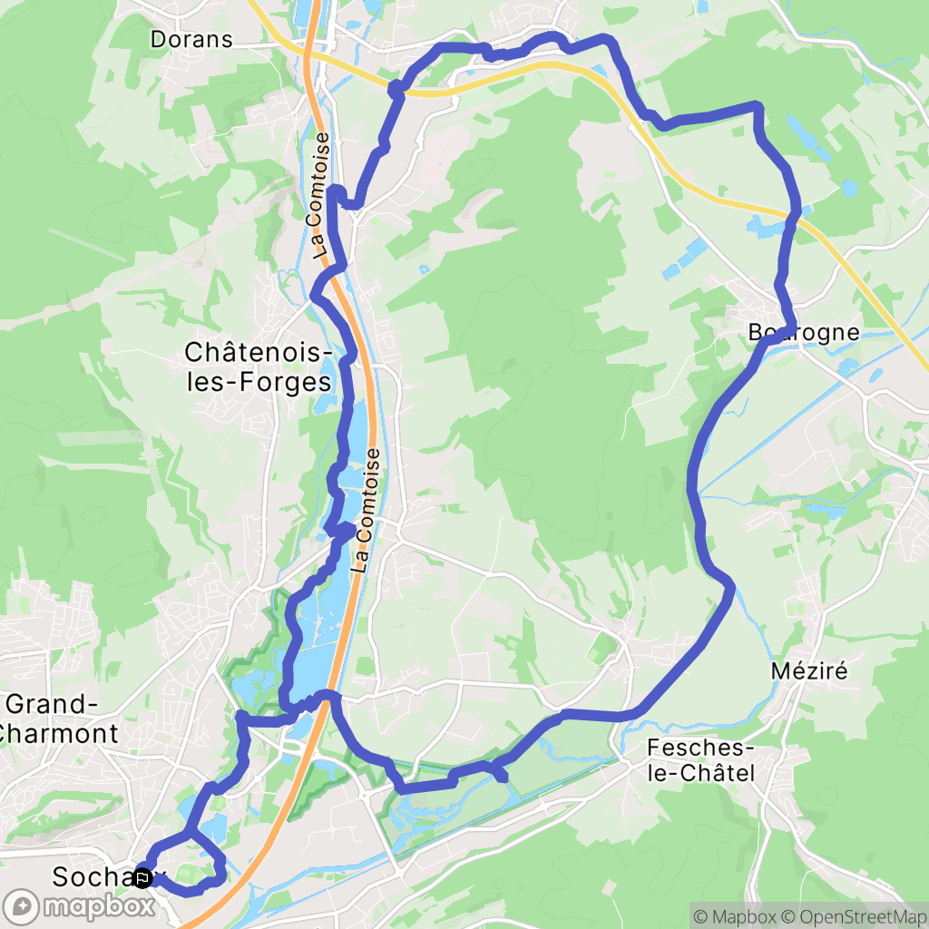 Sochaux : carte du parcours de randonnée - France