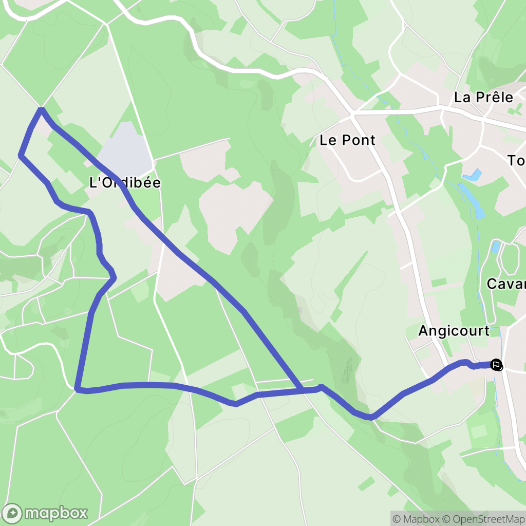 Angicourt : carte du parcours de randonnée - France