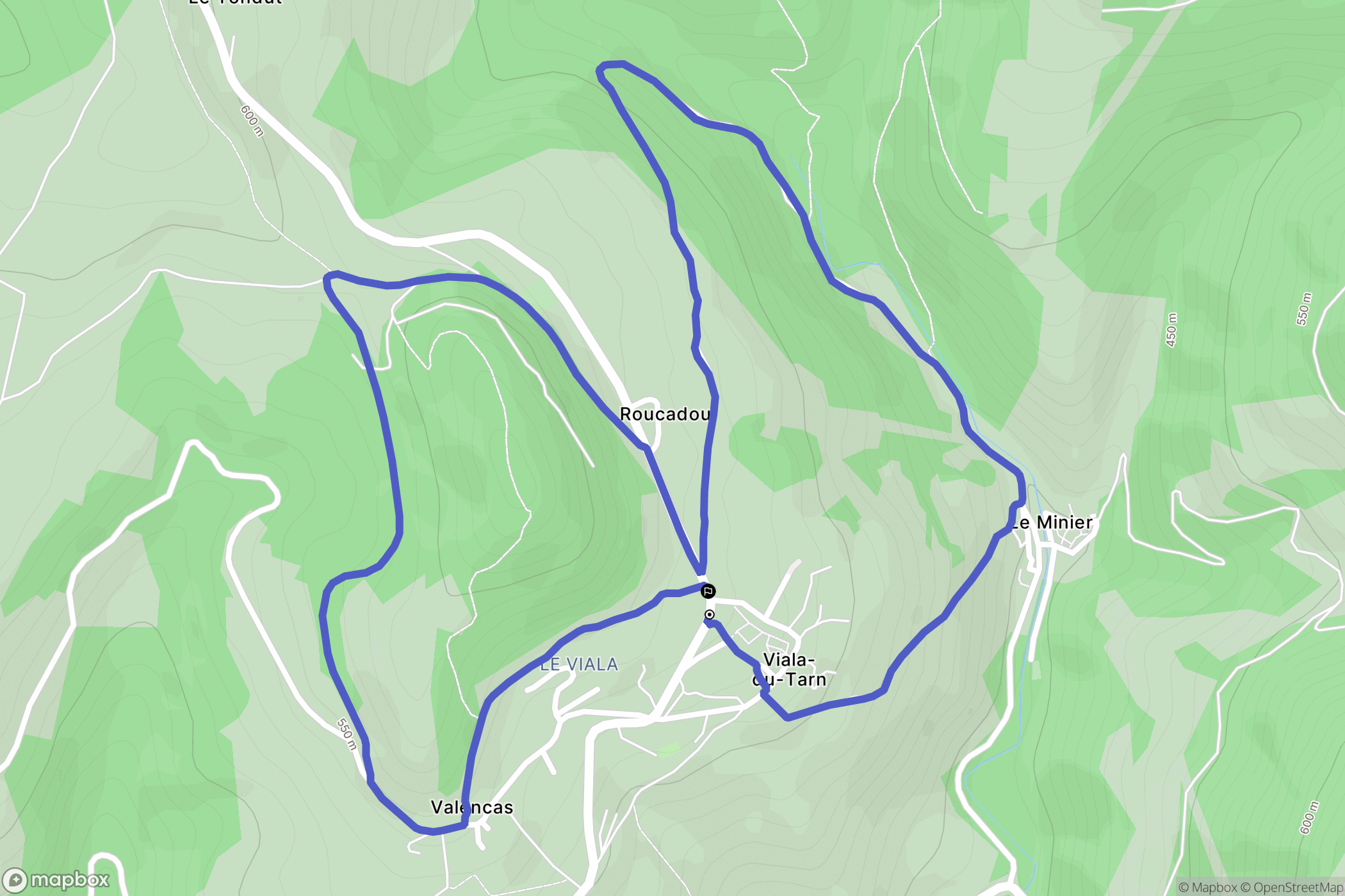 Viala-du-Tarn : carte du parcours de randonnée - France