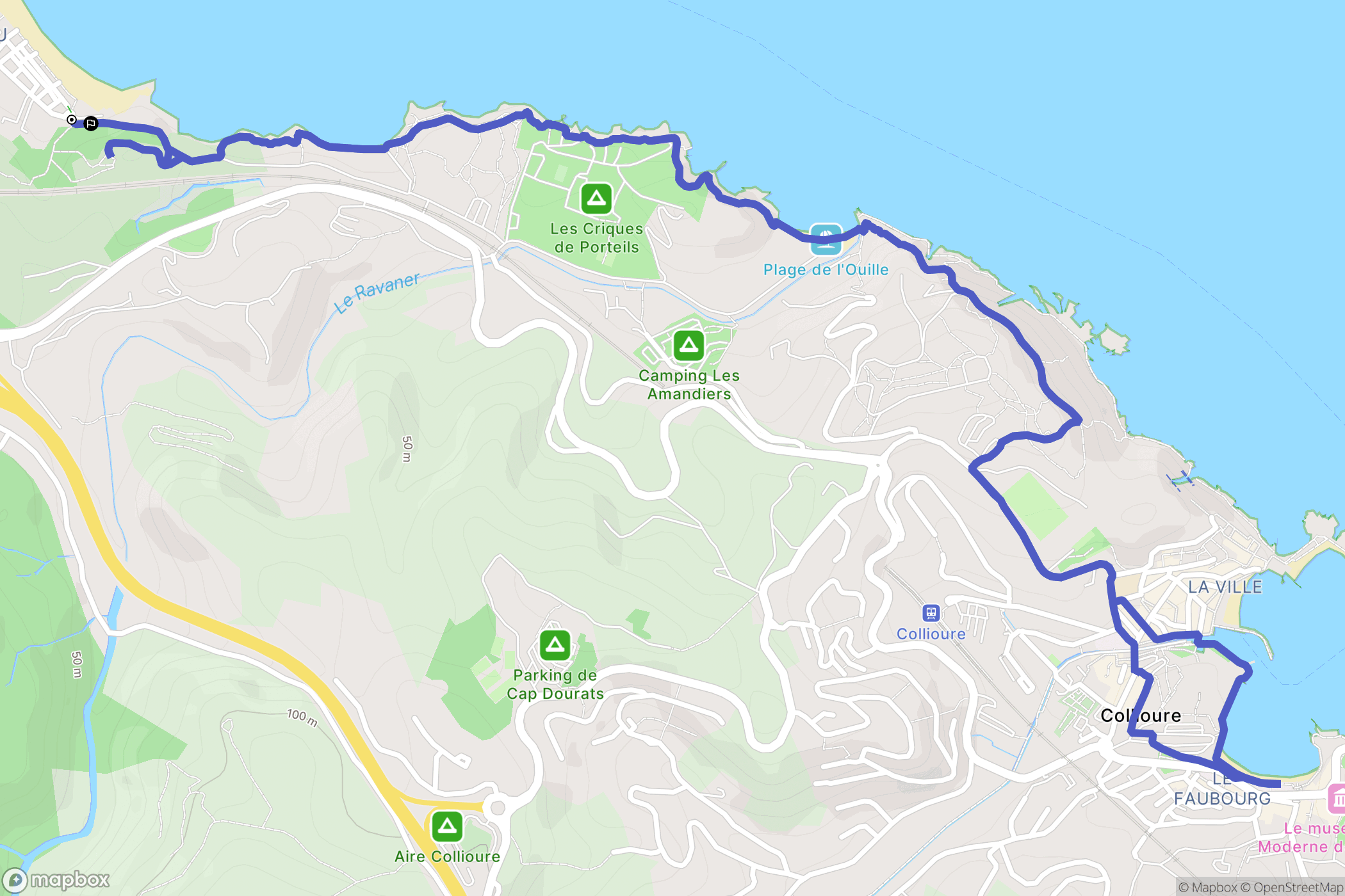 Argelès-sur-Mer : carte du parcours de randonnée - France