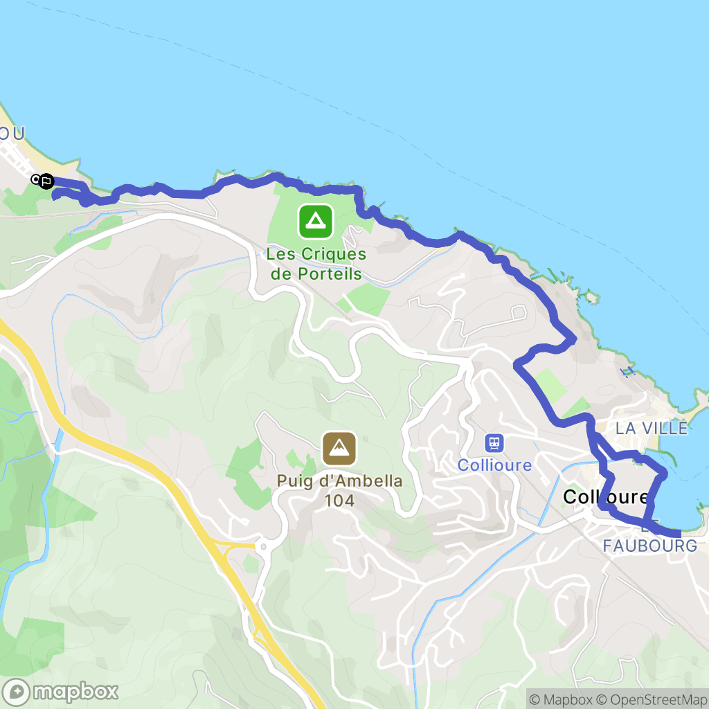 Argelès-sur-Mer : carte du parcours de randonnée - France