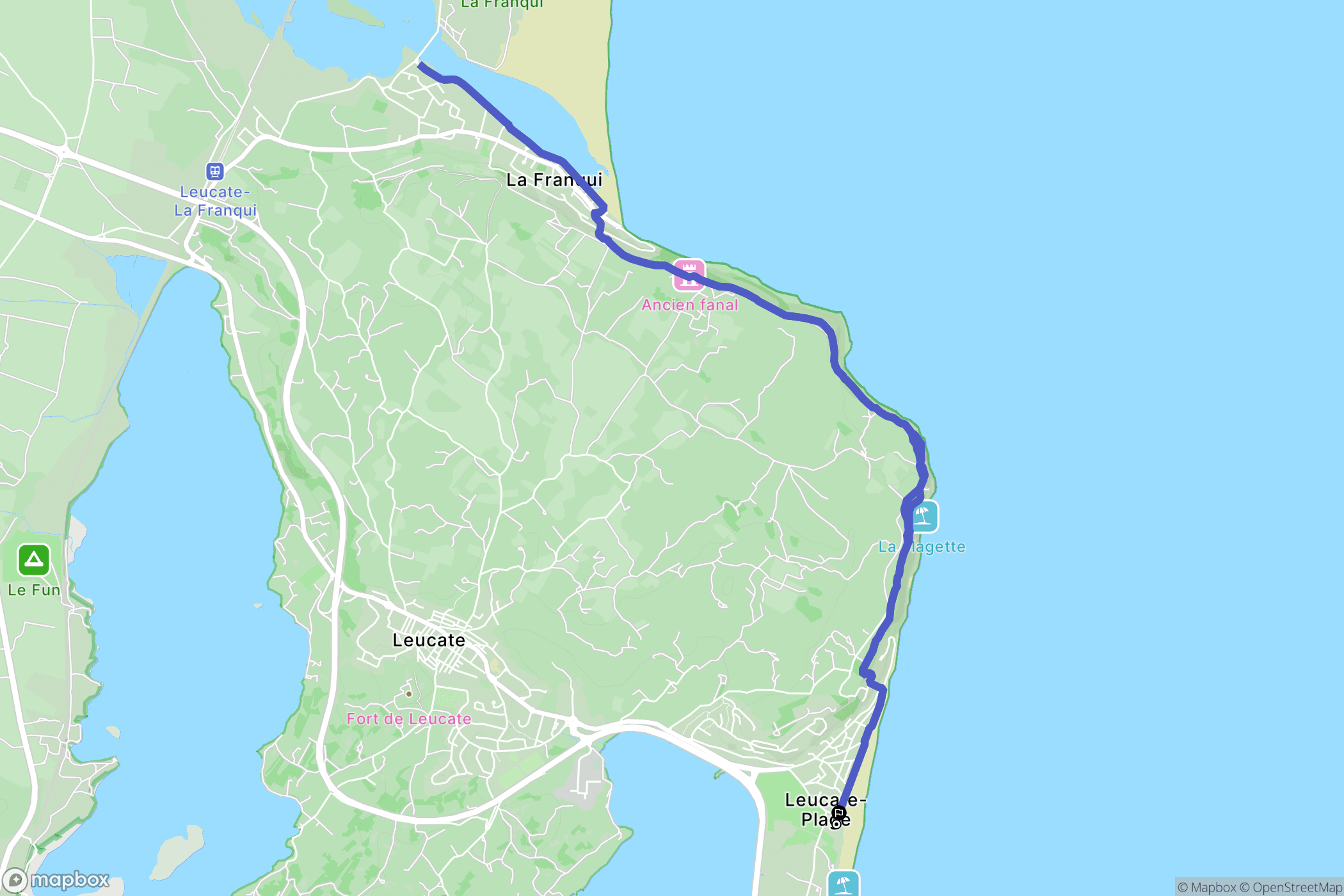 Leucate : carte du parcours de randonnée - France