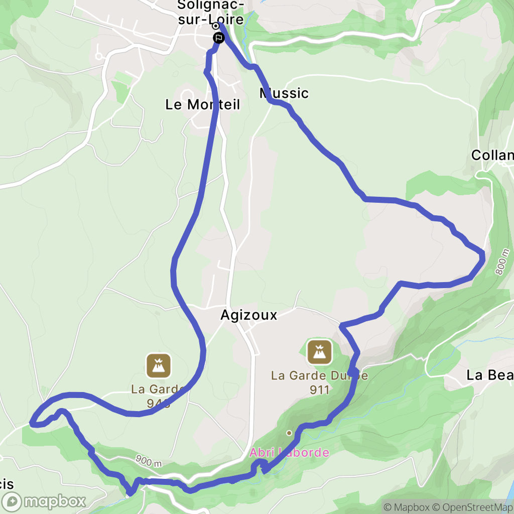 Solignac-sur-Loire : carte du parcours de randonnée - France