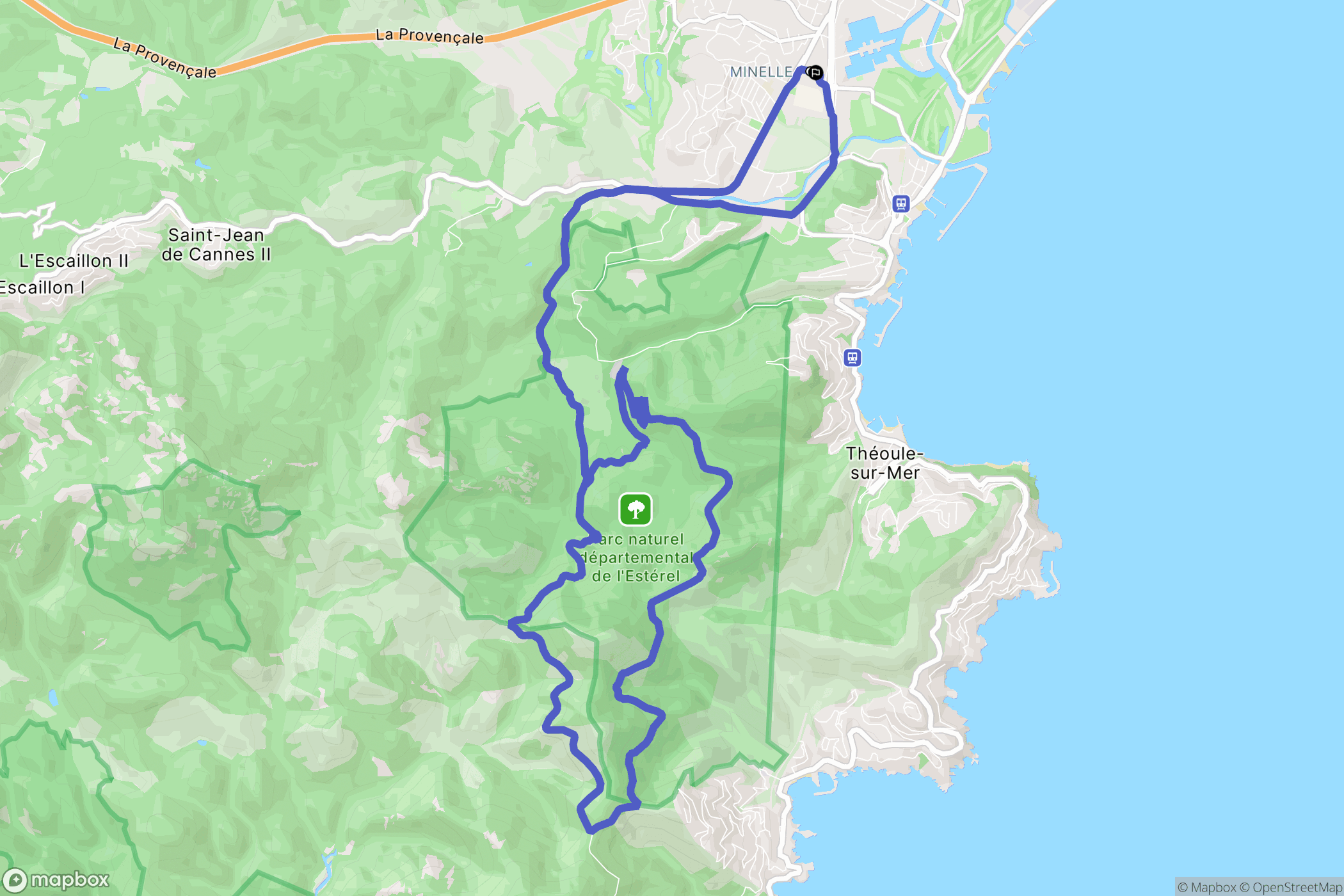 Mandelieu-la-Napoule : carte du parcours de randonnée - France