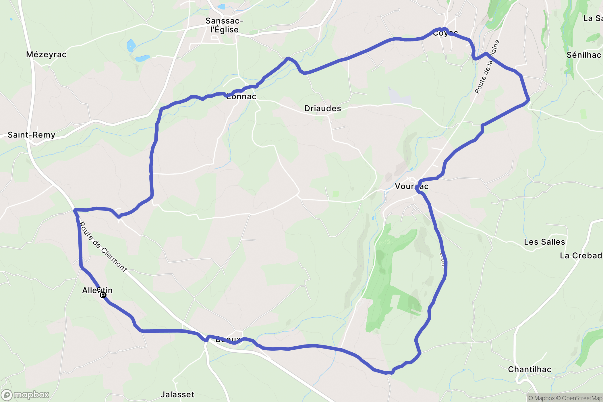 Vergezac : carte du parcours de randonnée - France
