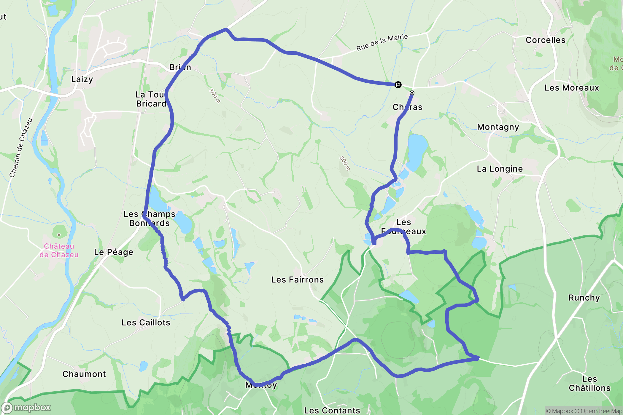 Brion : carte du parcours de randonnée - France