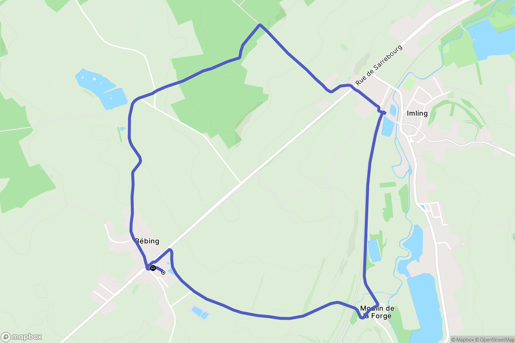 Bébing : carte du parcours de randonnée - France
