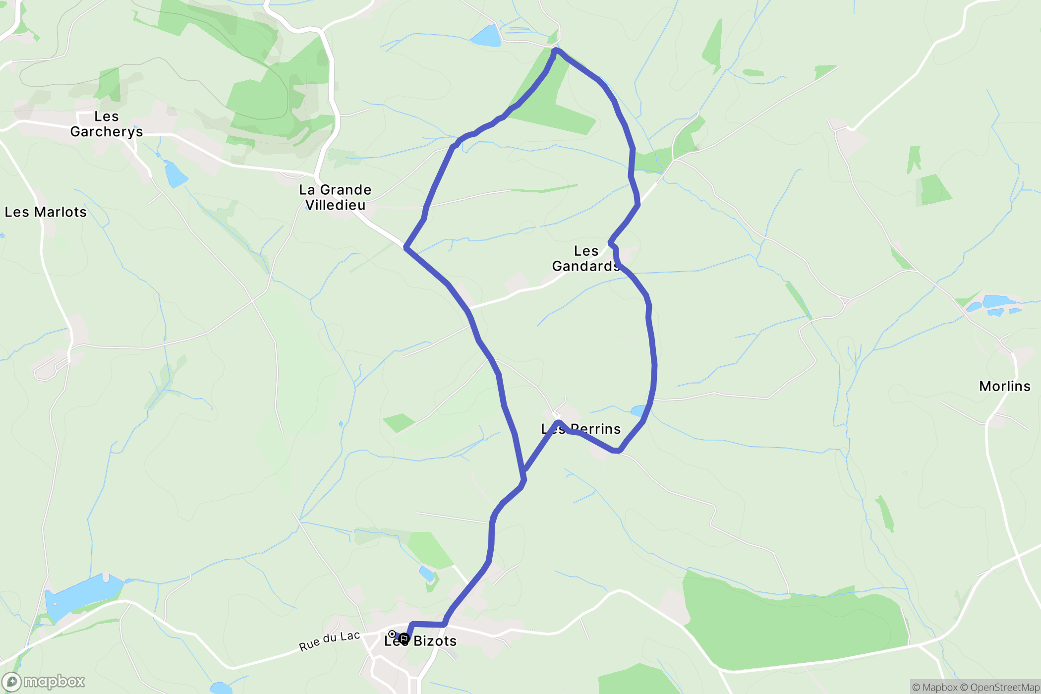 Les Bizots : carte du parcours de randonnée - France
