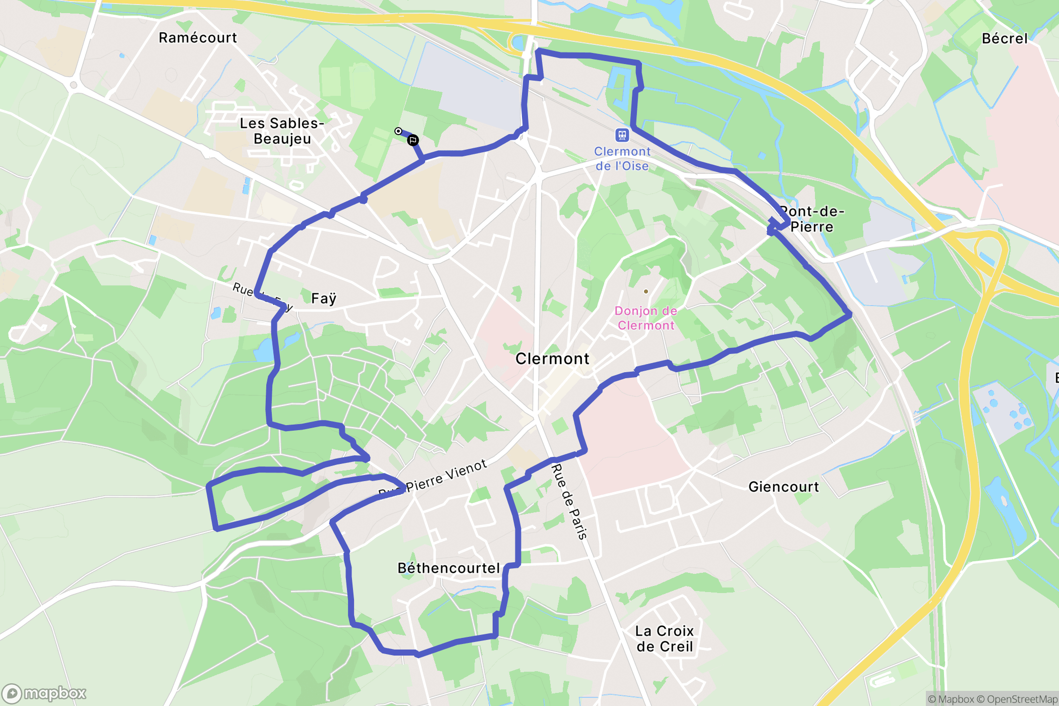 Clermont : carte du parcours de randonnée - France