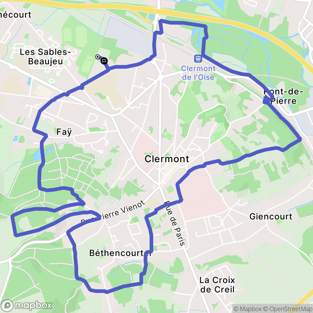 Clermont : carte du parcours de randonnée - France