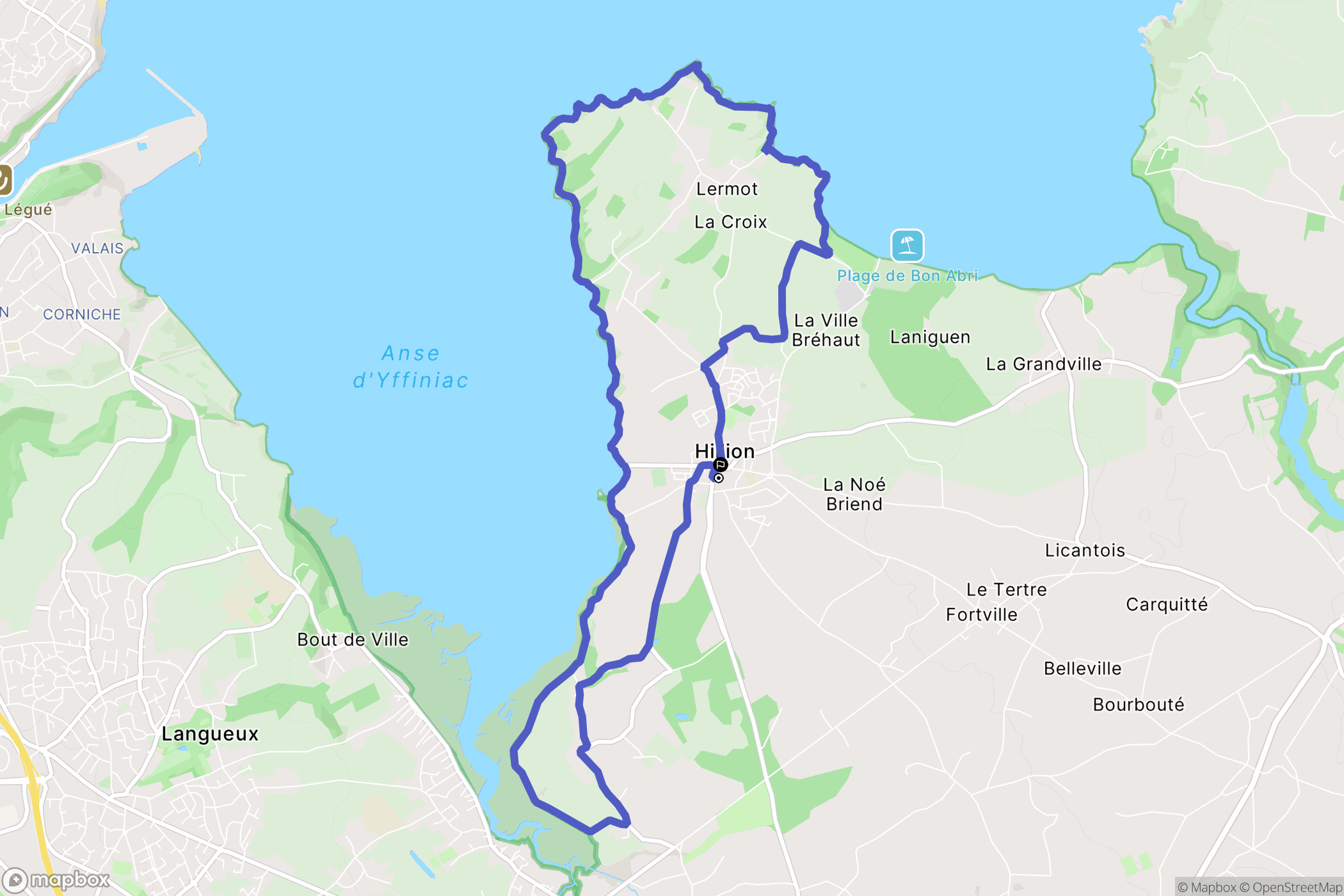 Hillion : carte du parcours de randonnée - France