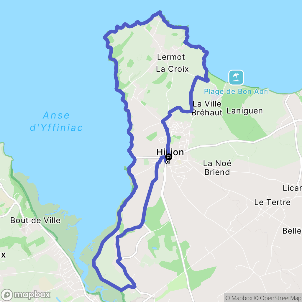 Hillion : carte du parcours de randonnée - France