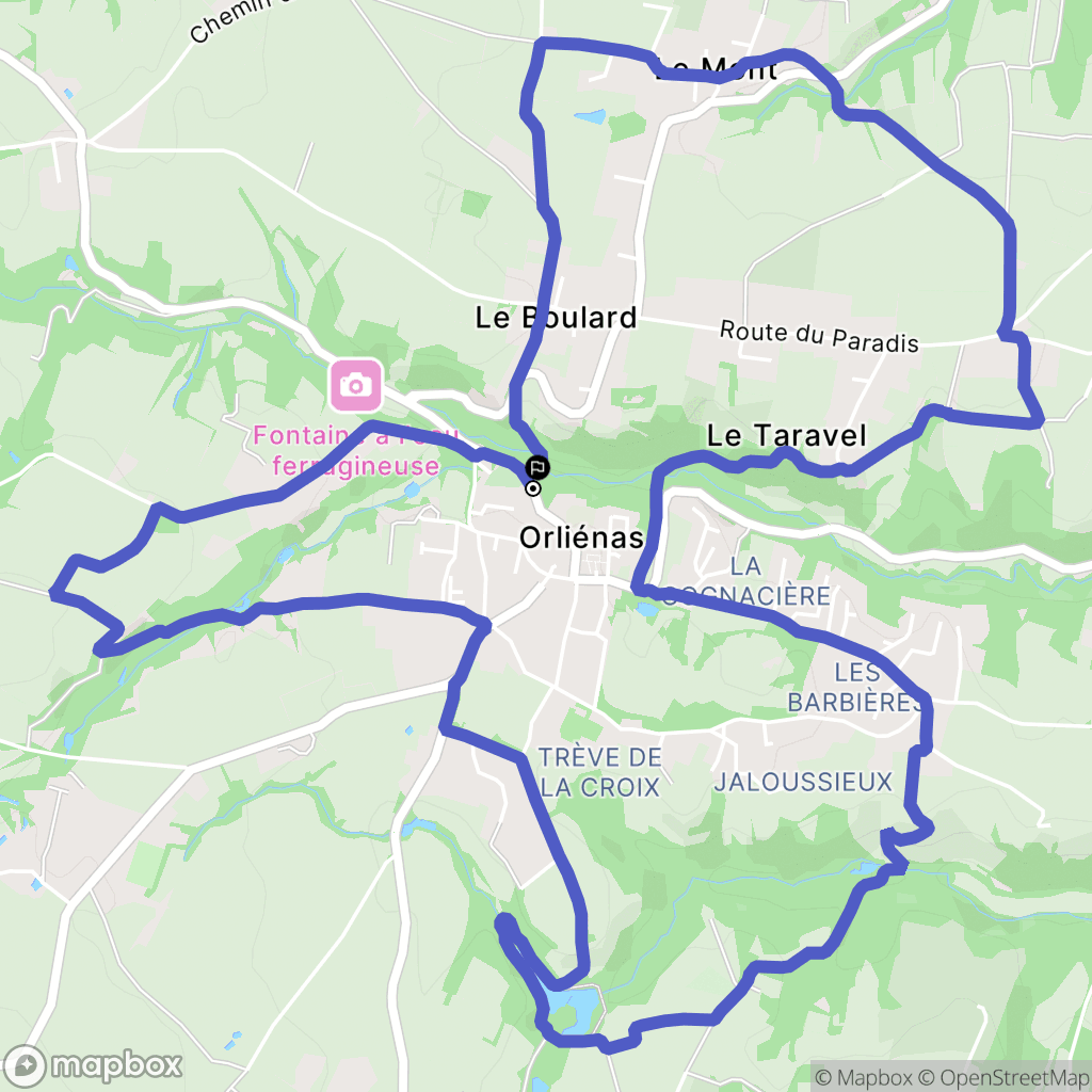 Orliénas : carte du parcours de randonnée - France