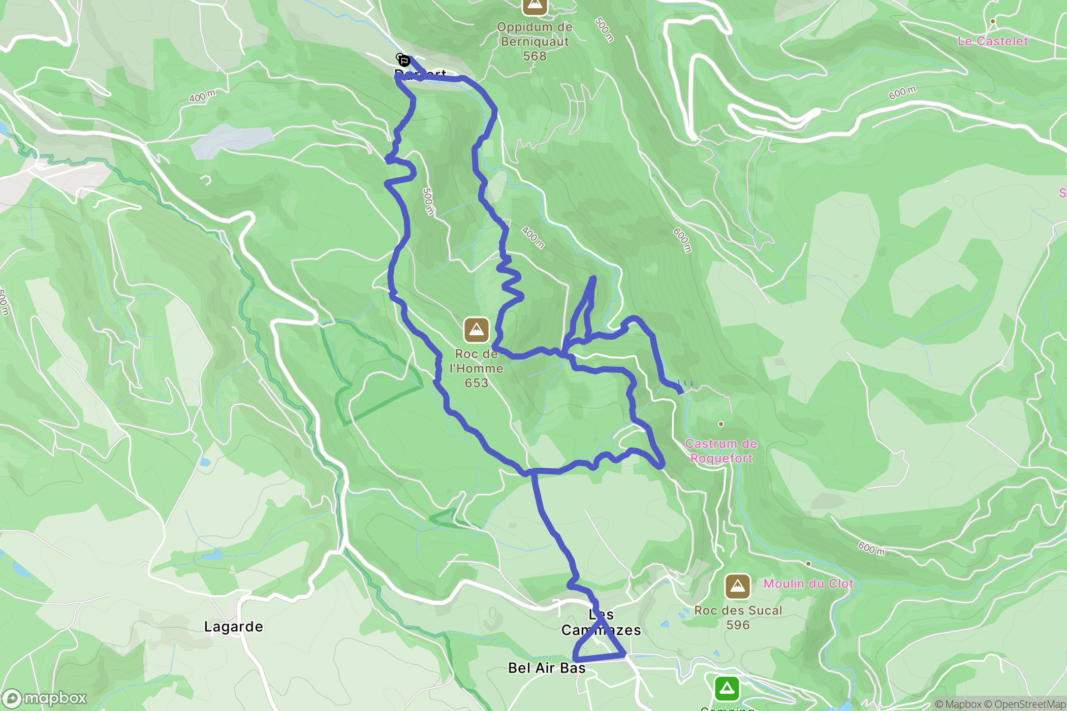 Durfort : carte du parcours de randonnée - France