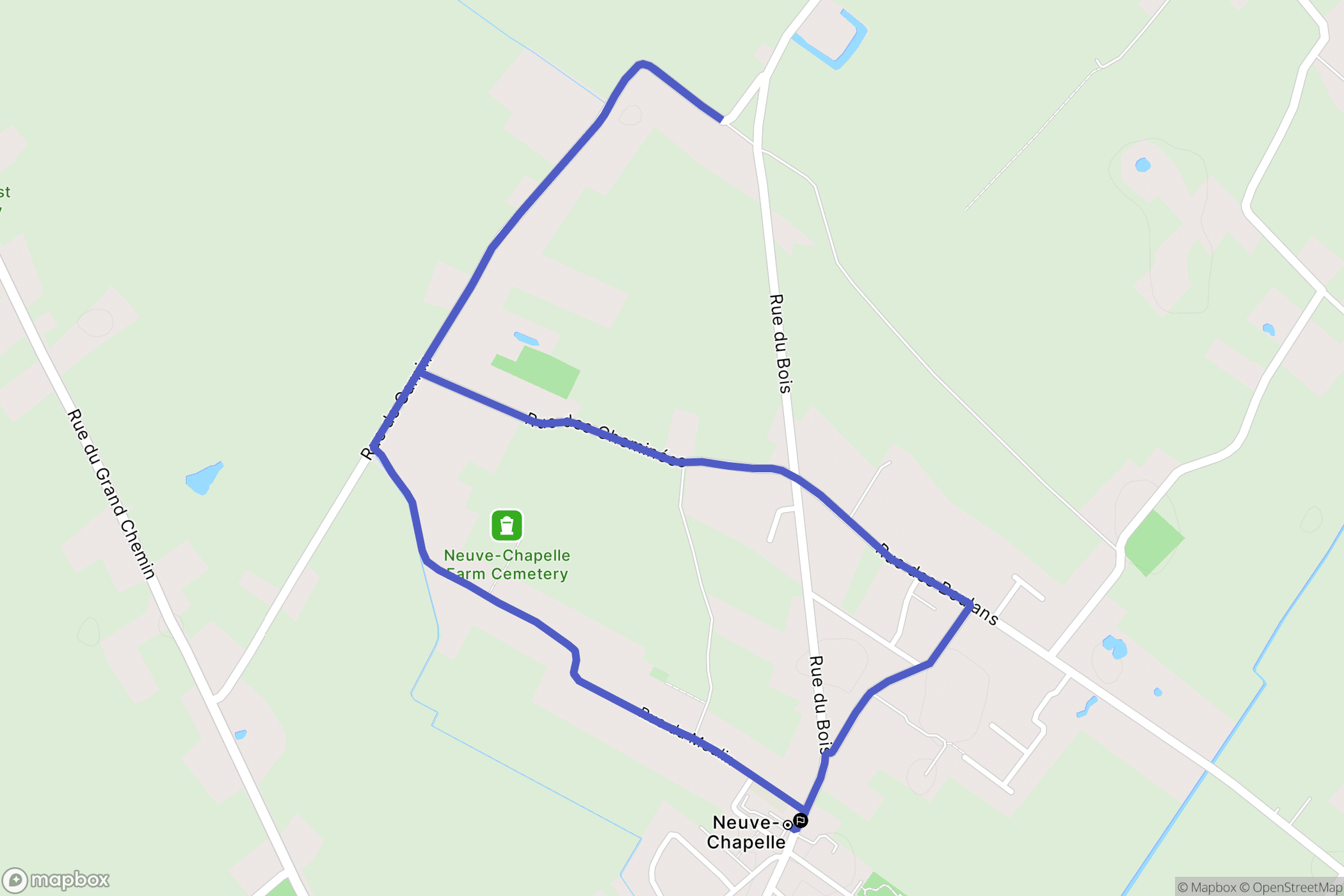 Neuve-Chapelle : carte du parcours de randonnée - France