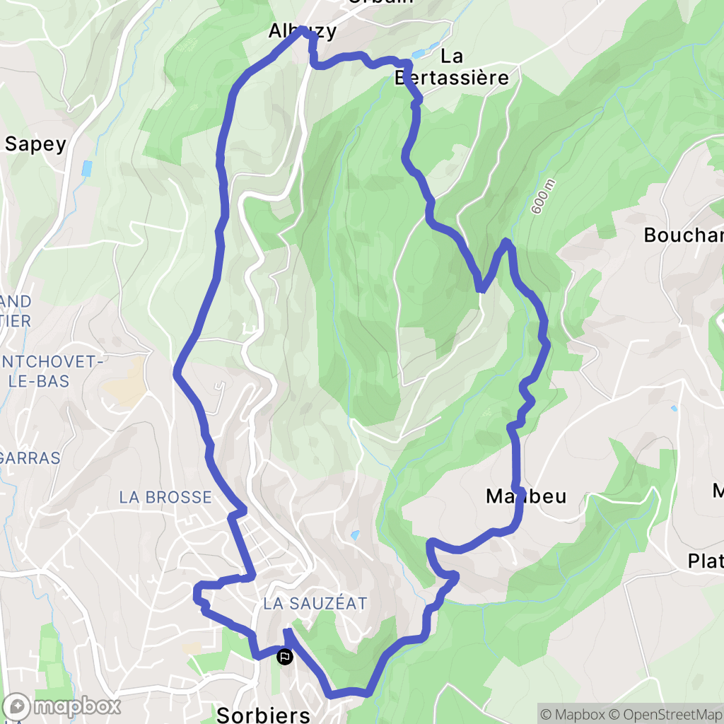 Sorbiers : carte du parcours de randonnée - France