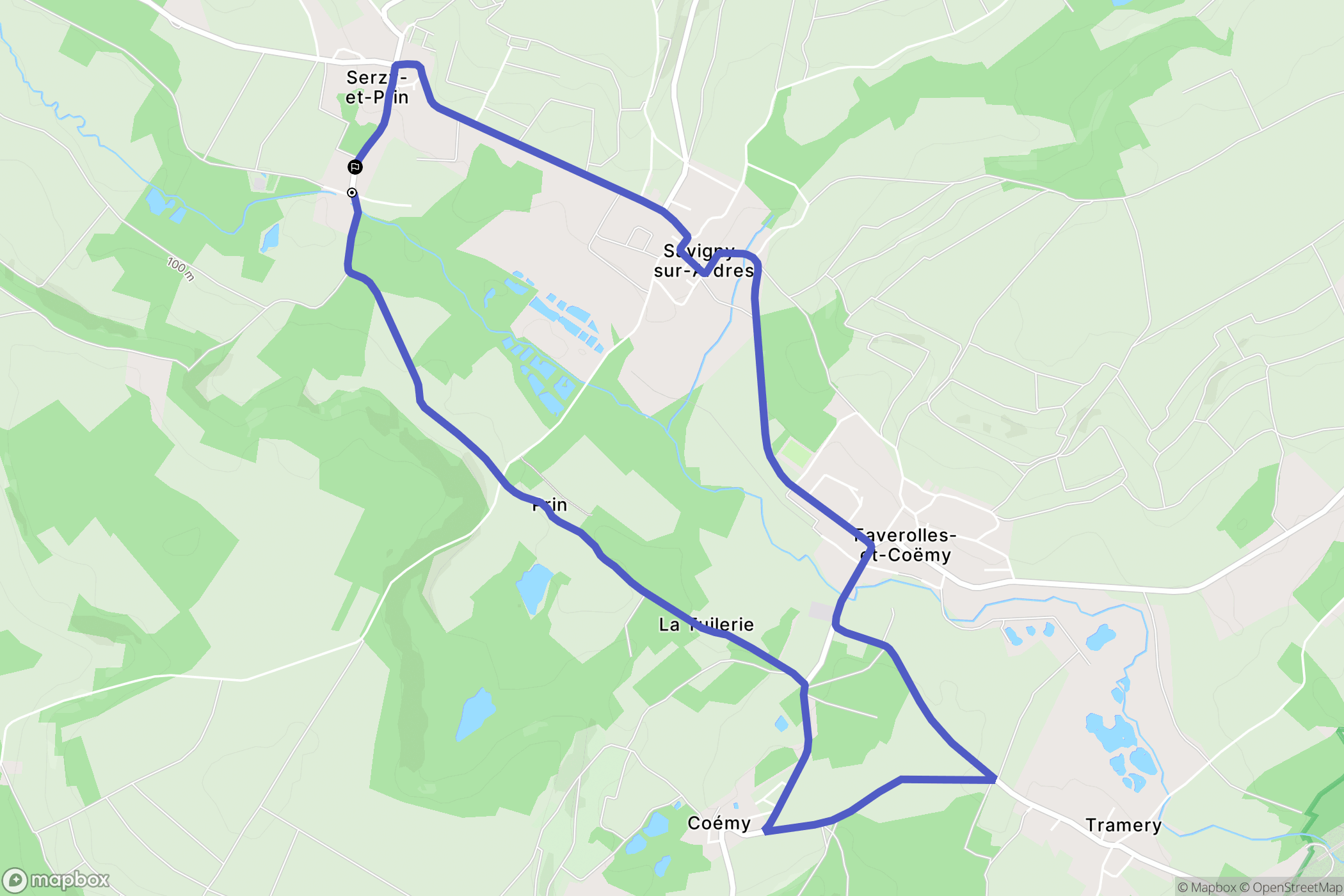 Serzy-et-Prin : carte du parcours de randonnée - France