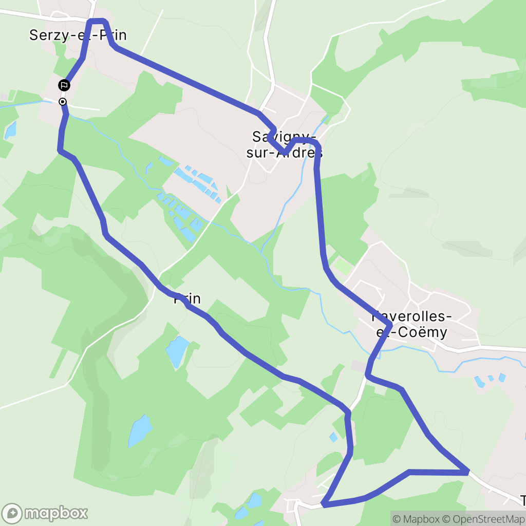 Serzy-et-Prin : carte du parcours de randonnée - France