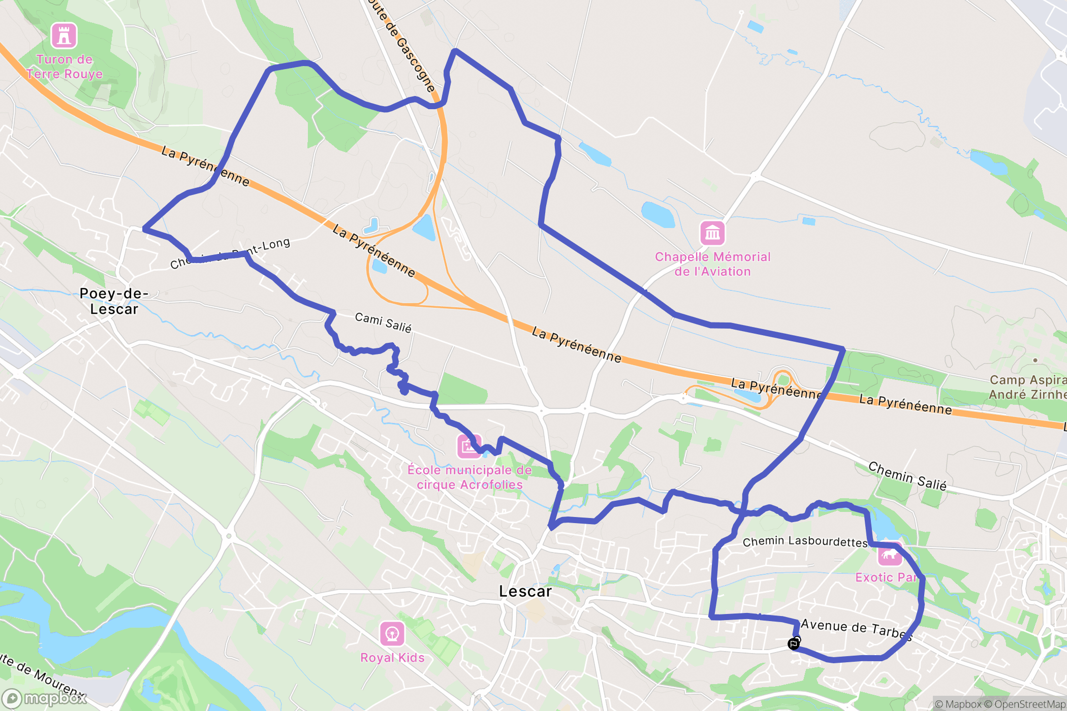 Lescar : carte du parcours de randonnée - France