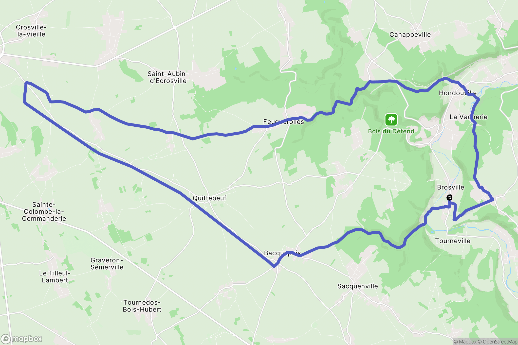 Brosville : carte du parcours de randonnée - France