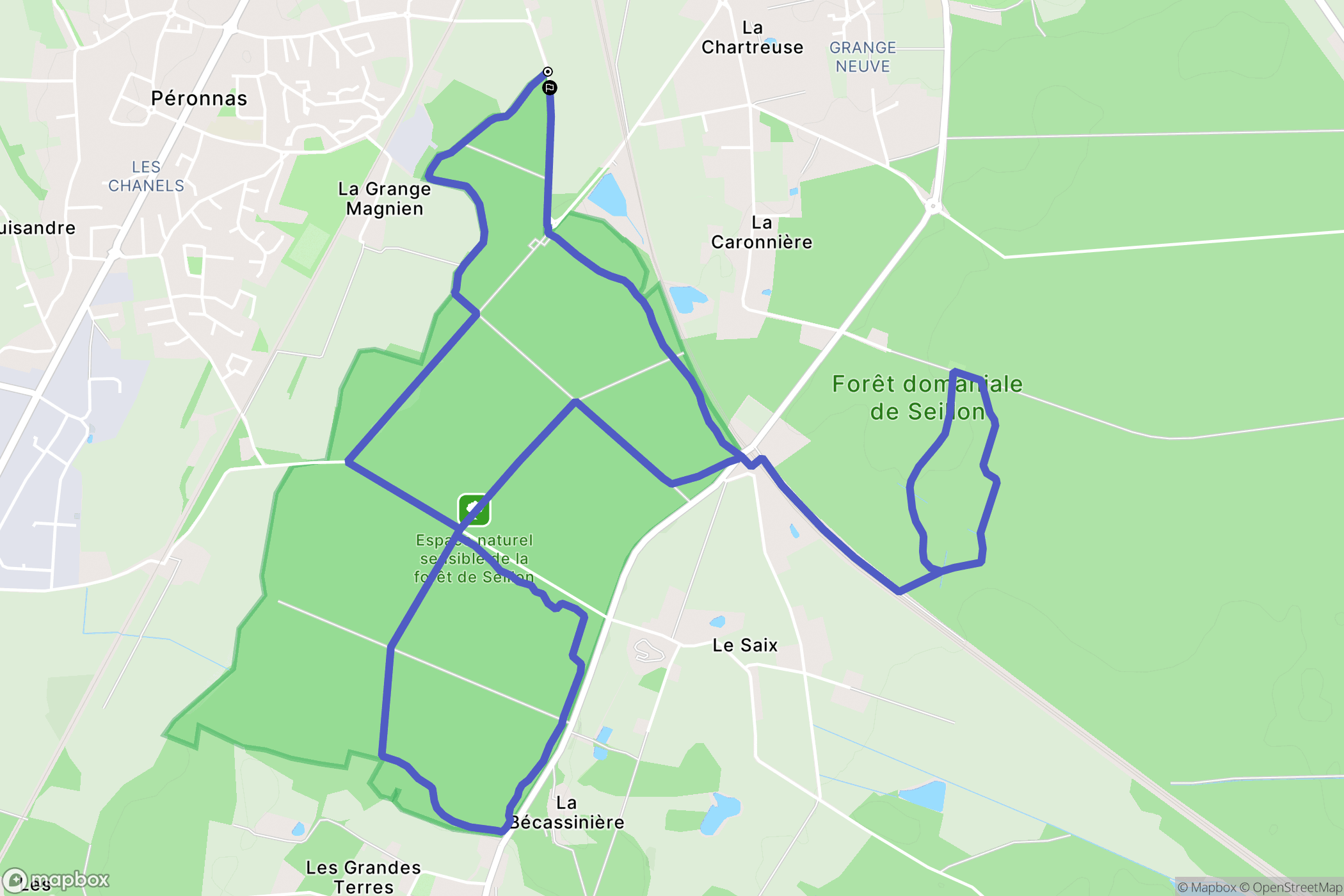 Péronnas : carte du parcours de randonnée - France
