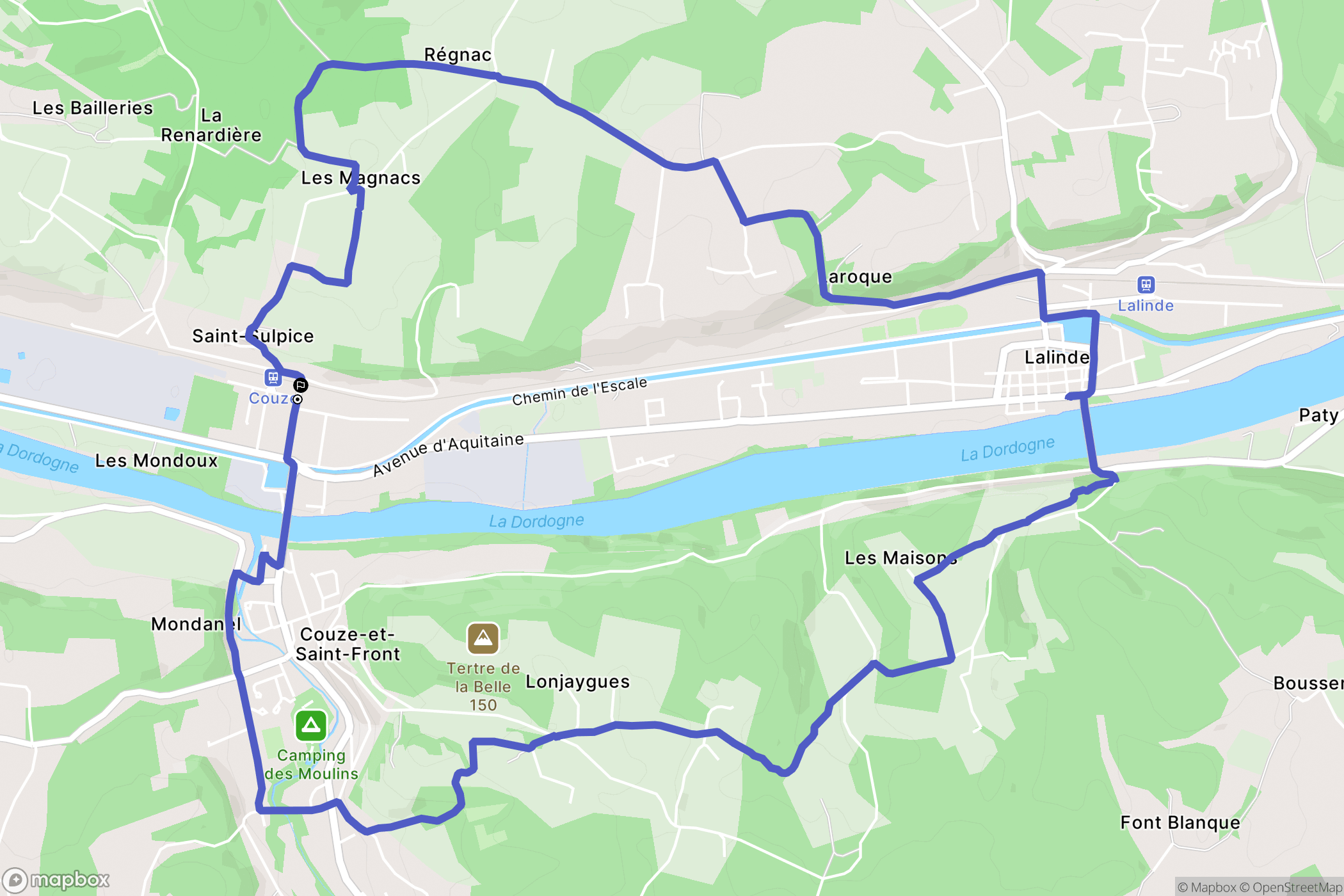 Lalinde : carte du parcours de randonnée - France