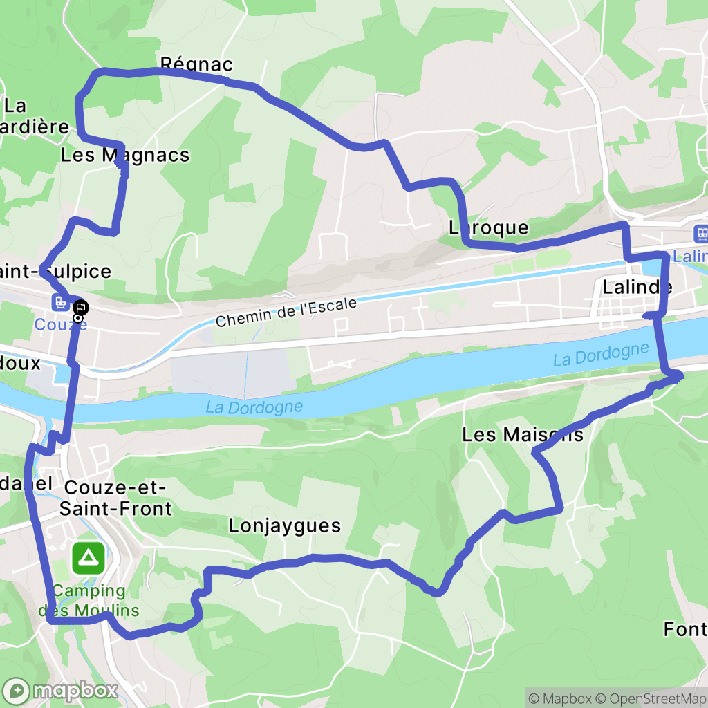 Lalinde : carte du parcours de randonnée - France
