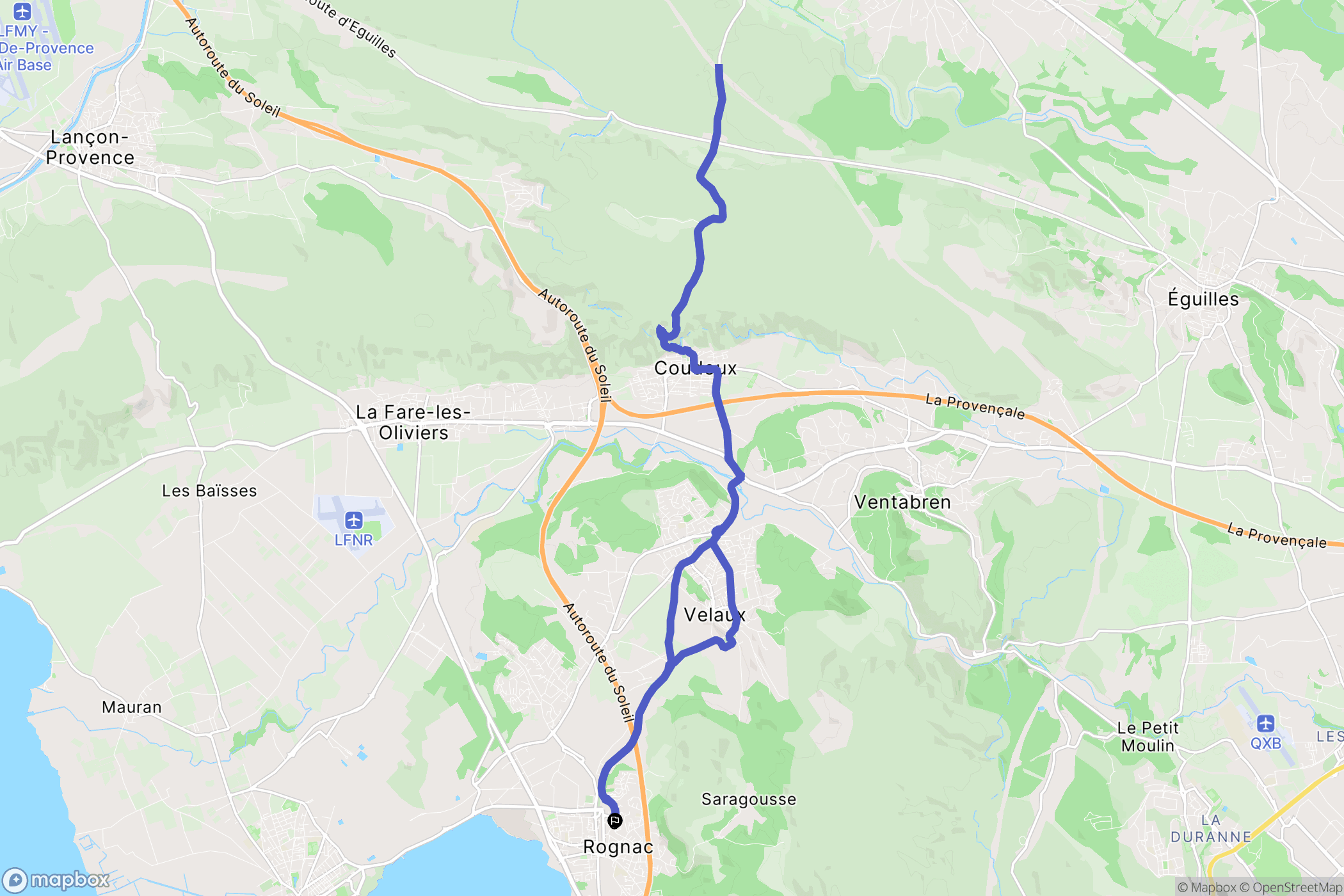 Rognac : carte du parcours de randonnée - France
