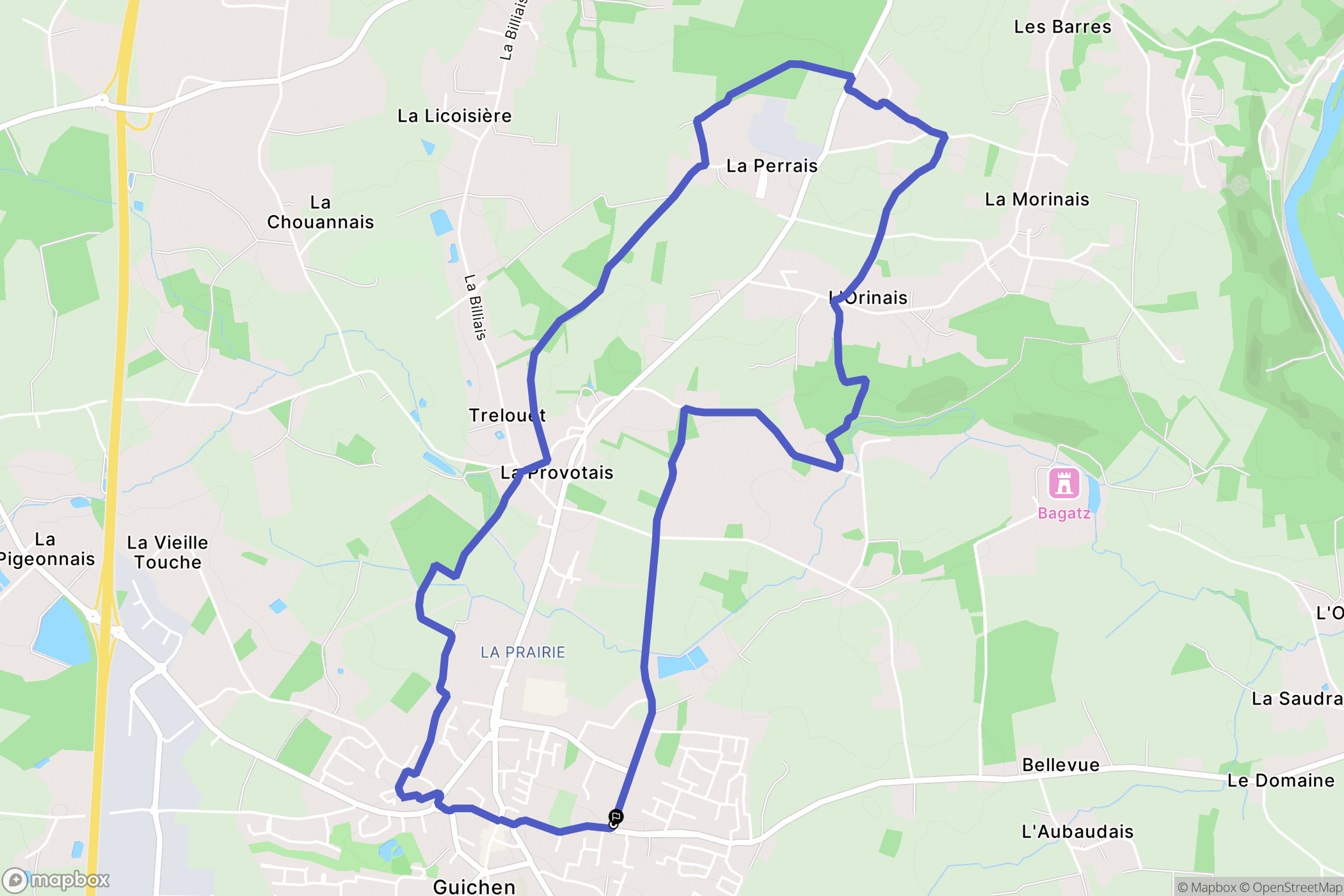 Guichen : carte du parcours de randonnée - France
