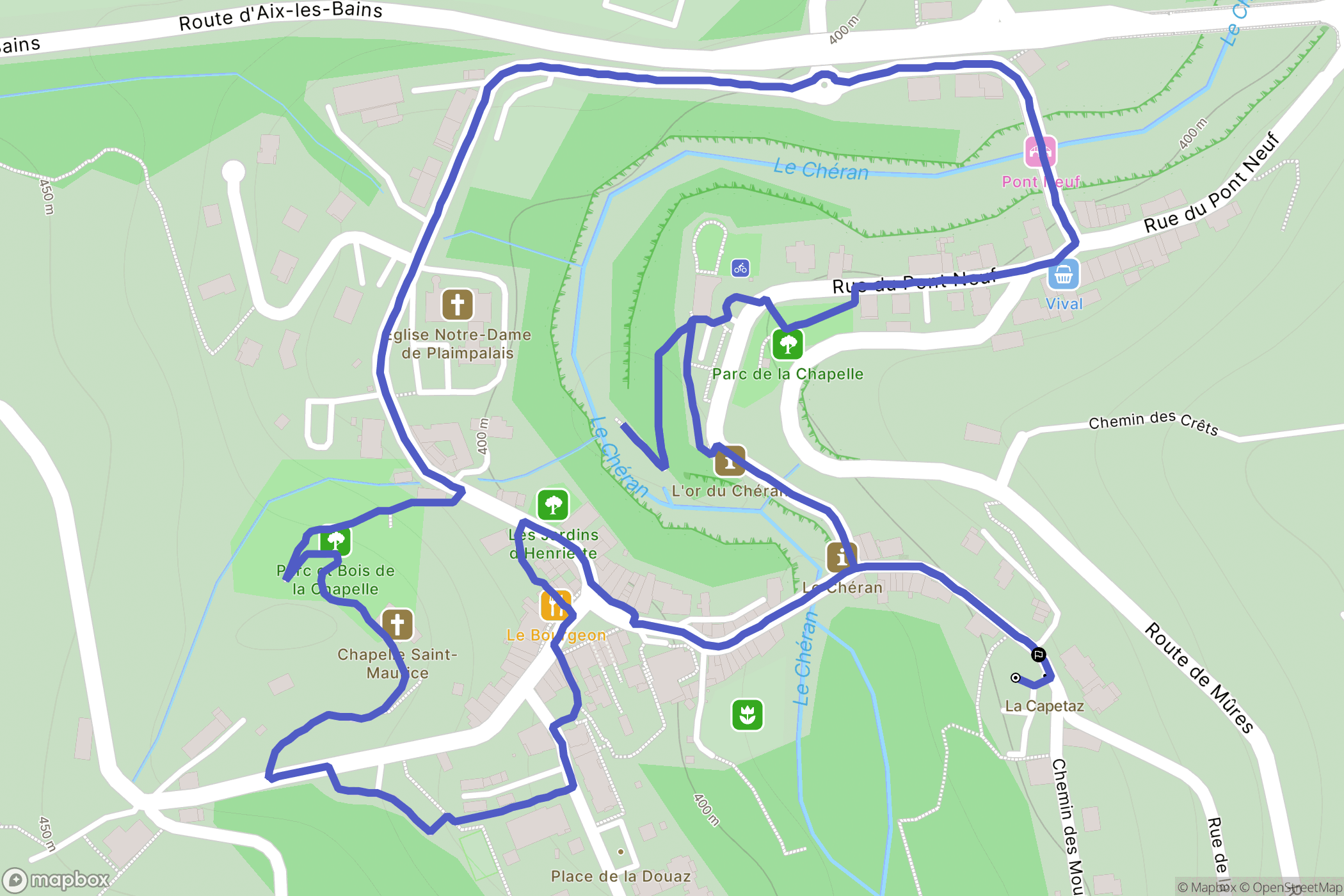 Alby-sur-Chéran : carte du parcours de randonnée - France