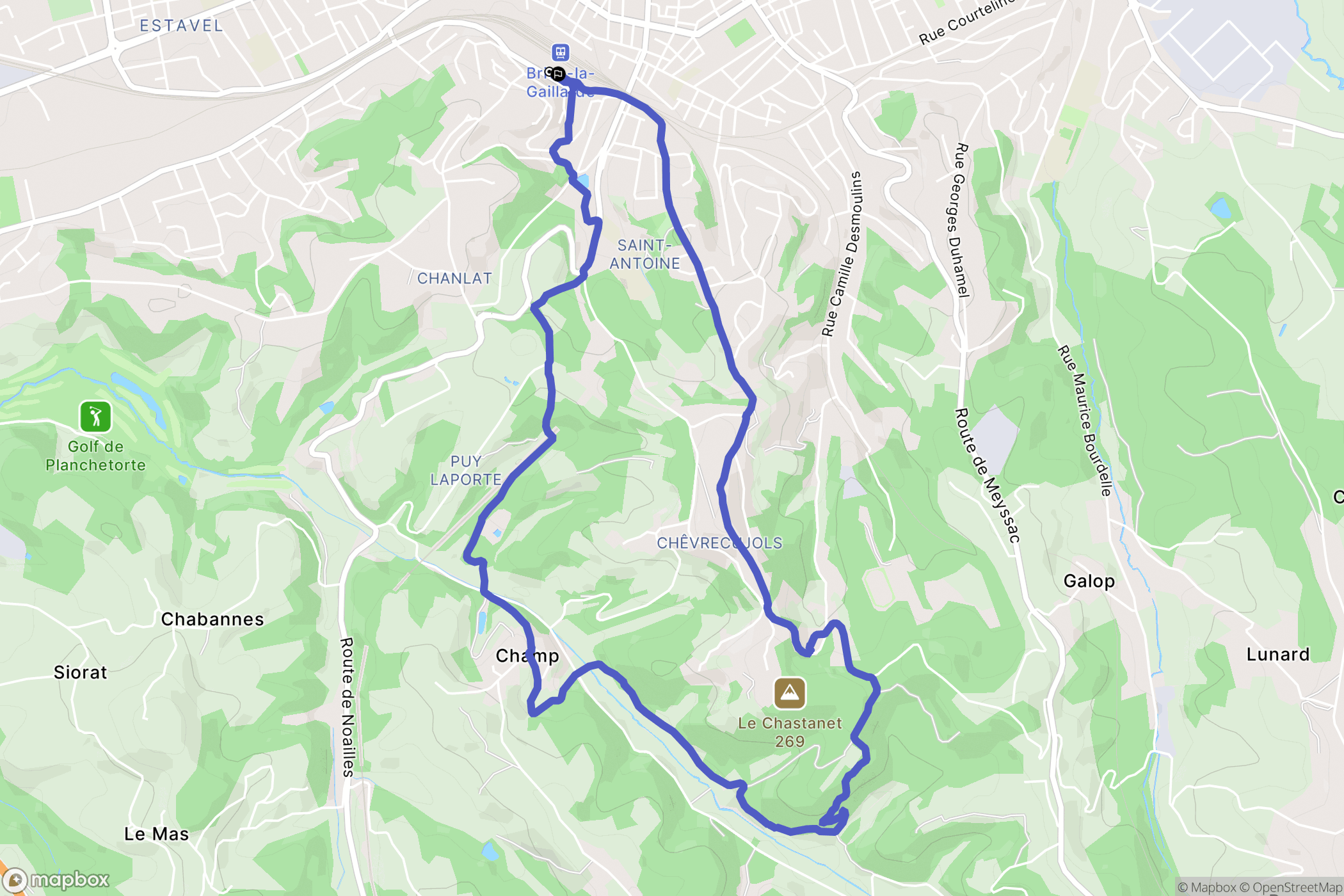 Brive-la-Gaillarde : carte du parcours de randonnée - France
