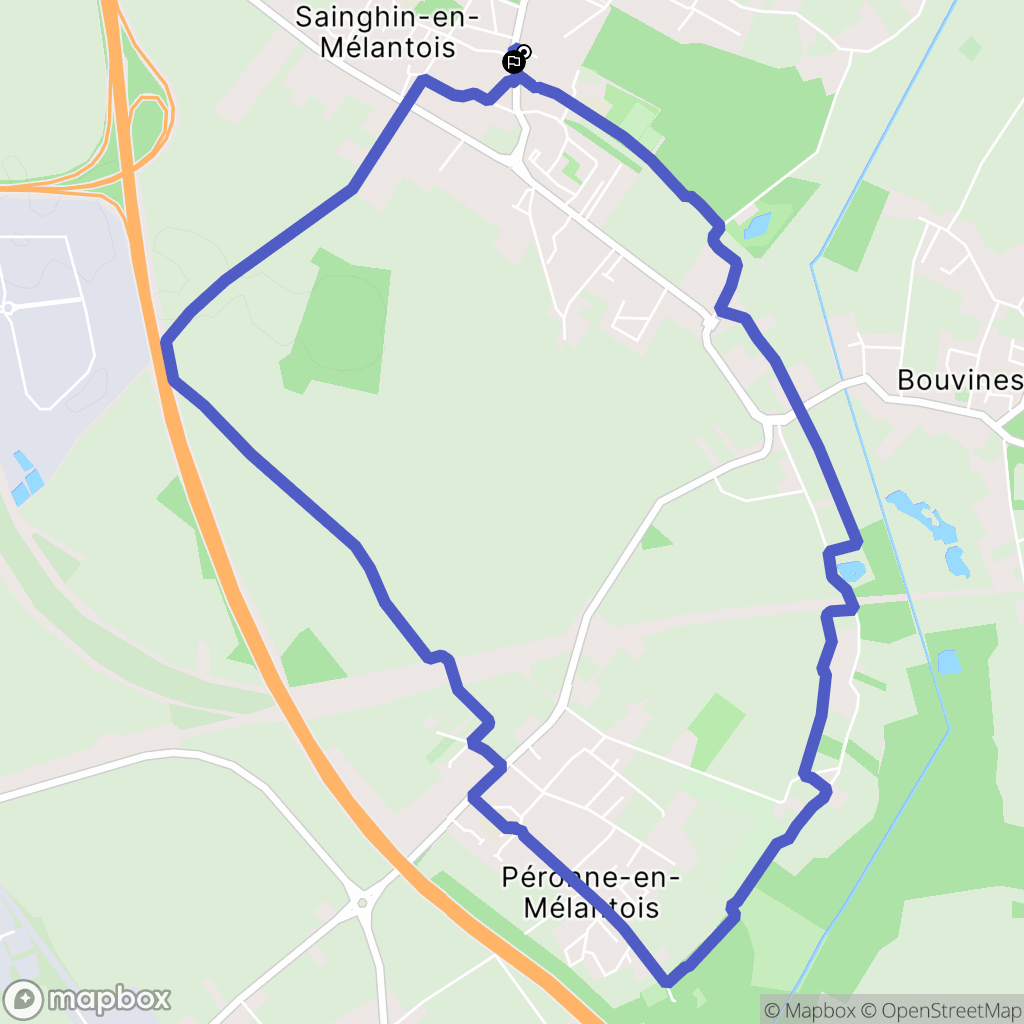 Sainghin-en-Mélantois : carte du parcours de randonnée - France