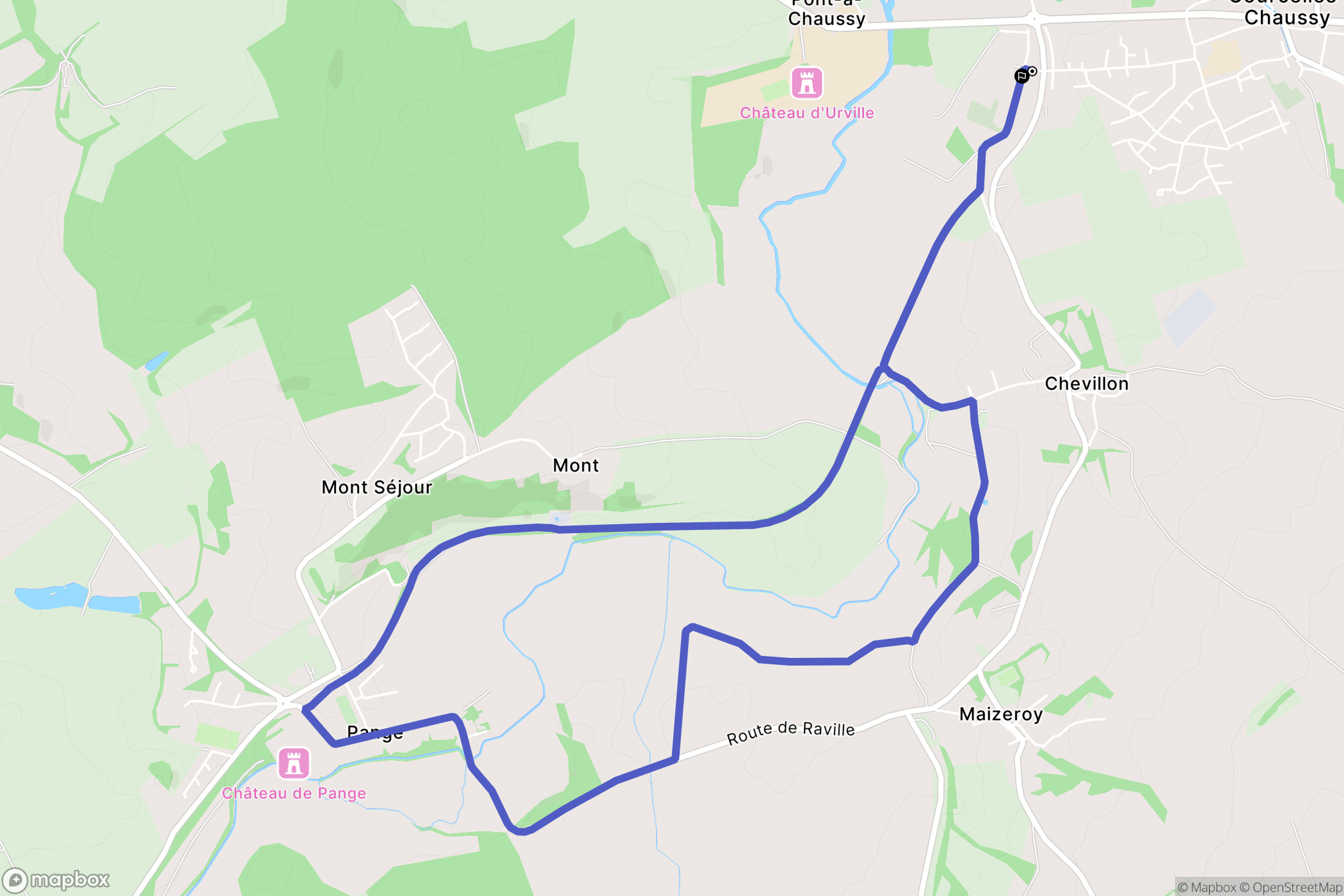 Courcelles-Chaussy : carte du parcours de randonnée - France