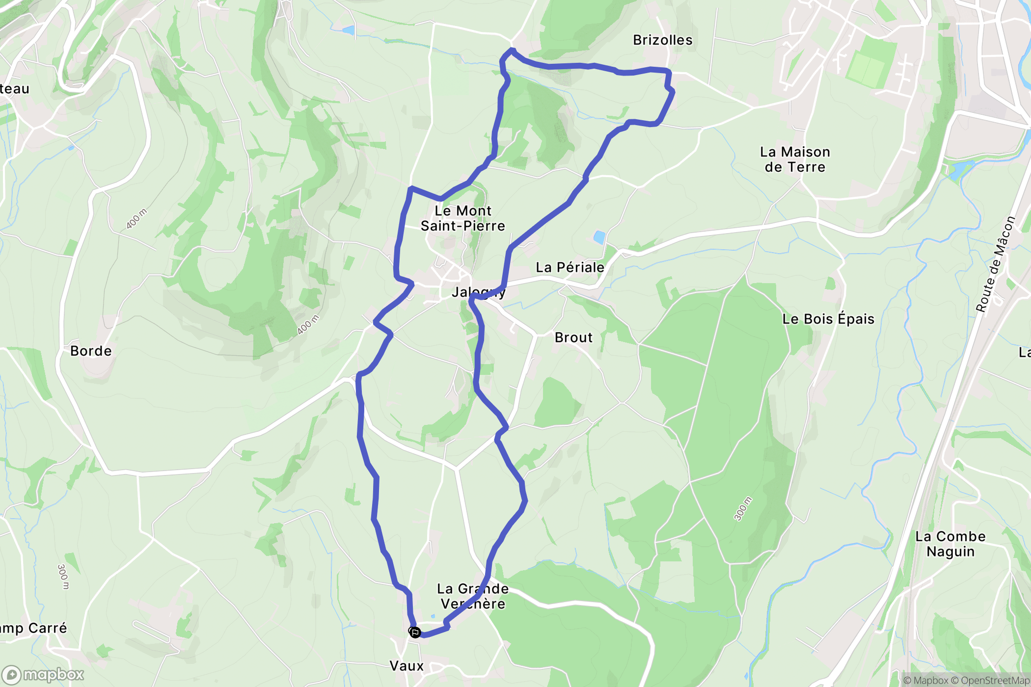 Jalogny : carte du parcours de randonnée - France