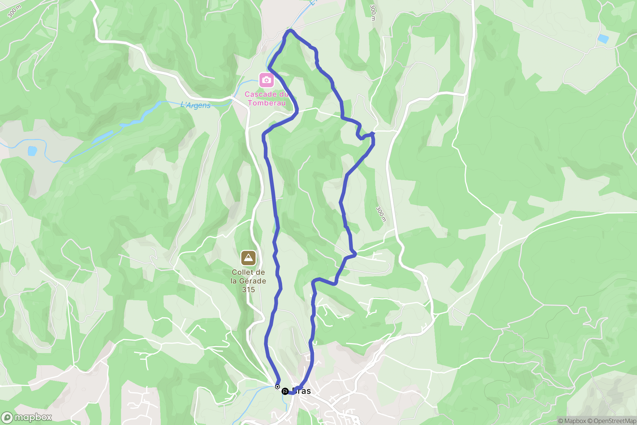 Bras : carte du parcours de randonnée - France