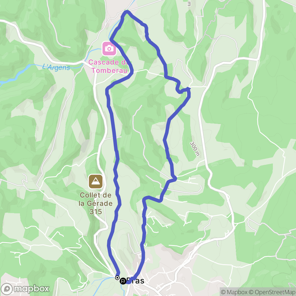 Bras : carte du parcours de randonnée - France