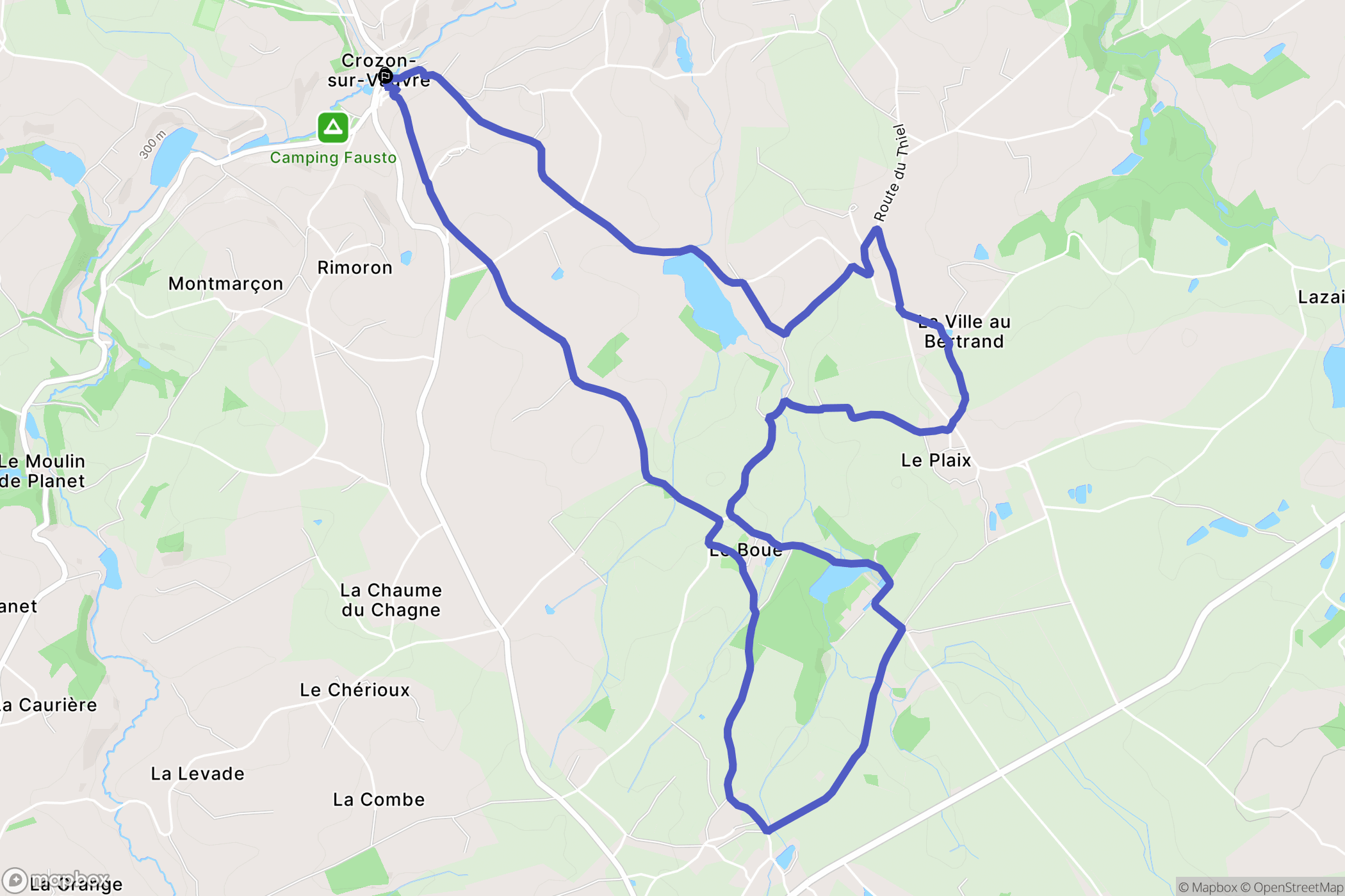 Crozon-sur-Vauvre : carte du parcours de randonnée - France