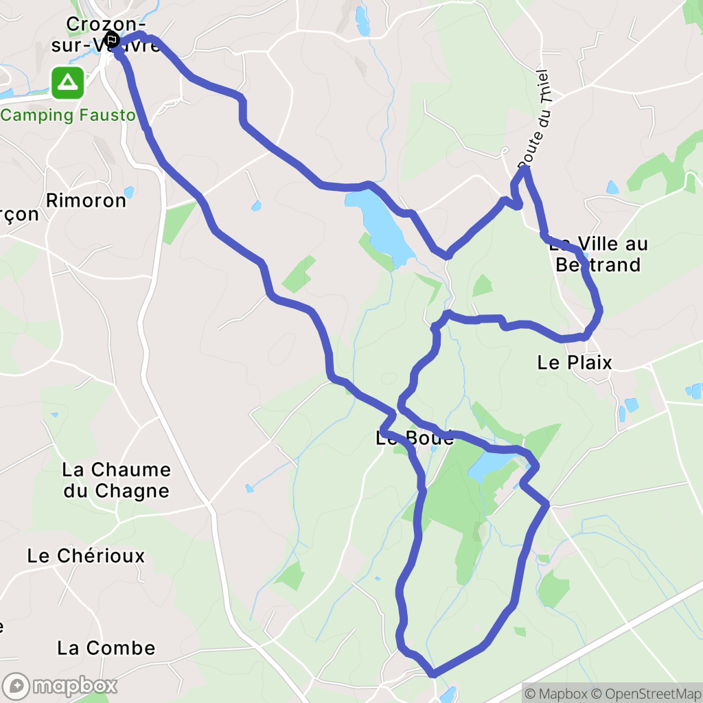 Crozon-sur-Vauvre : carte du parcours de randonnée - France