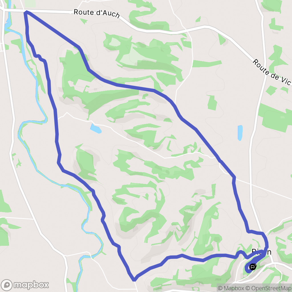 Biran : carte du parcours de randonnée - France