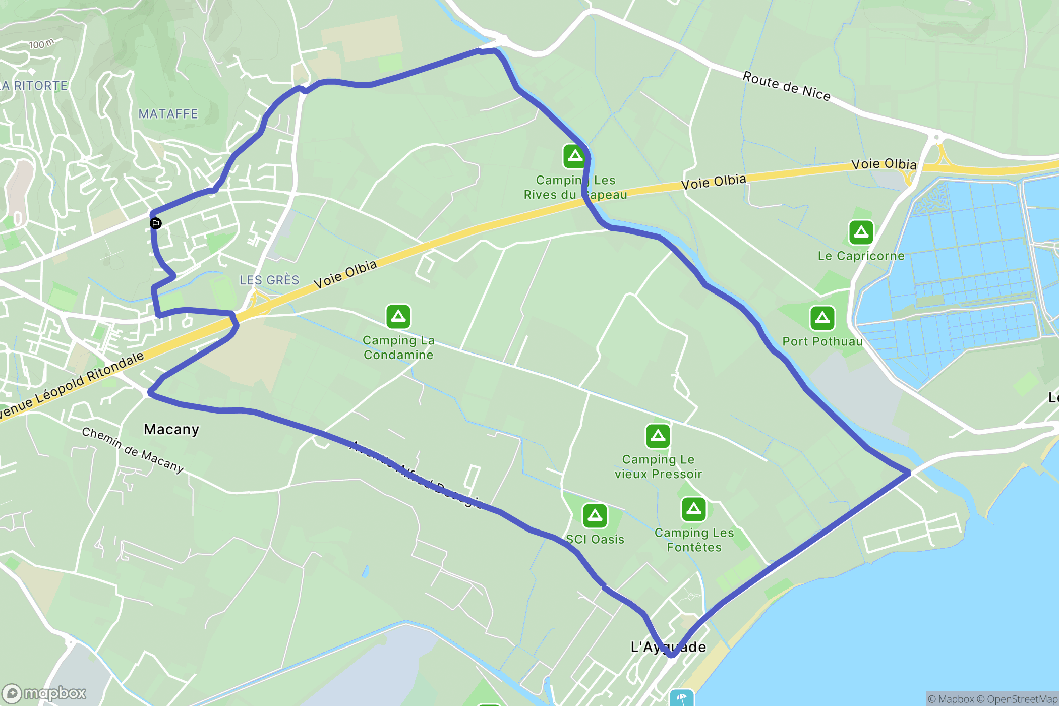 Hyères : carte du parcours de randonnée - France