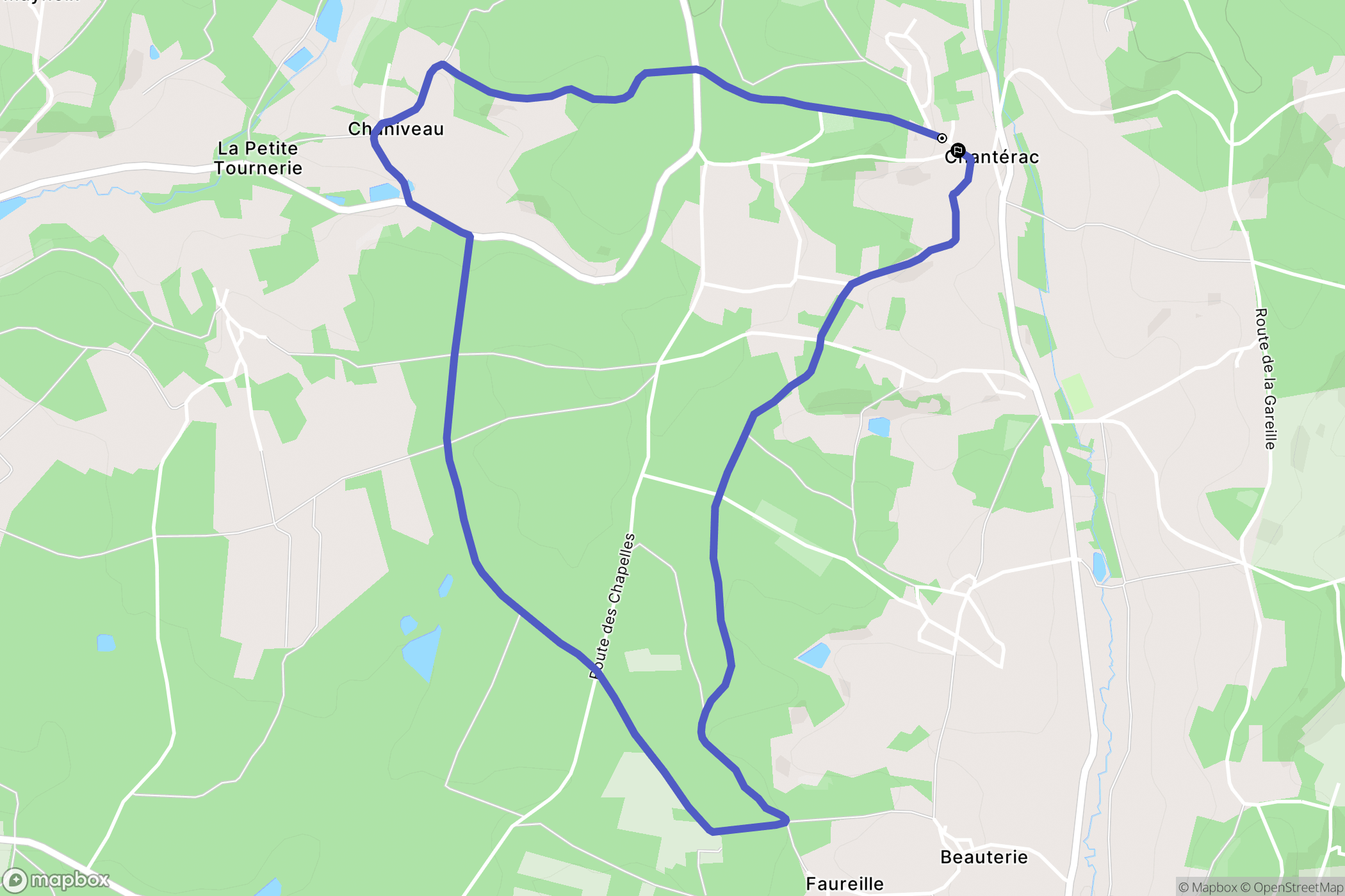Chanterac : carte du parcours de randonnée - France