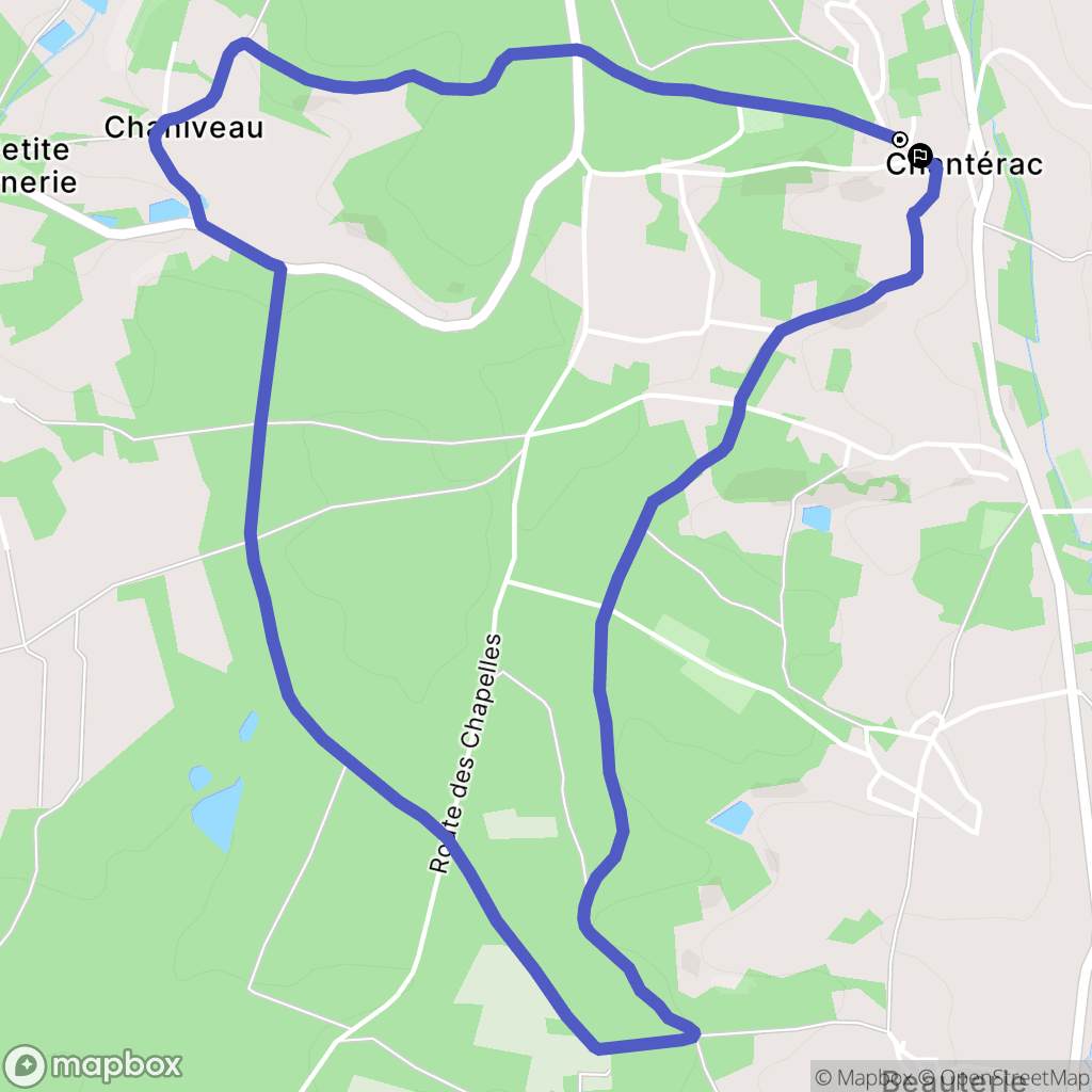 Chanterac : carte du parcours de randonnée - France