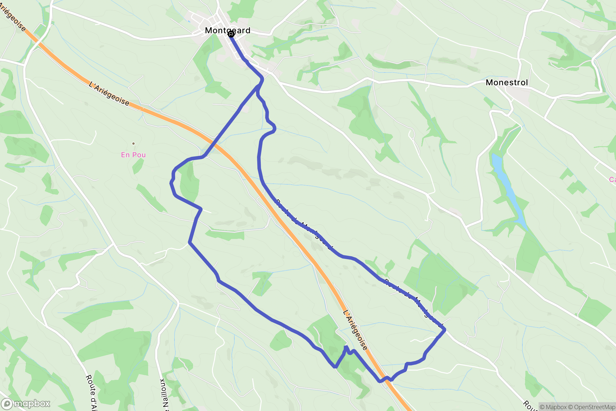 Montgeard : carte du parcours de randonnée - France