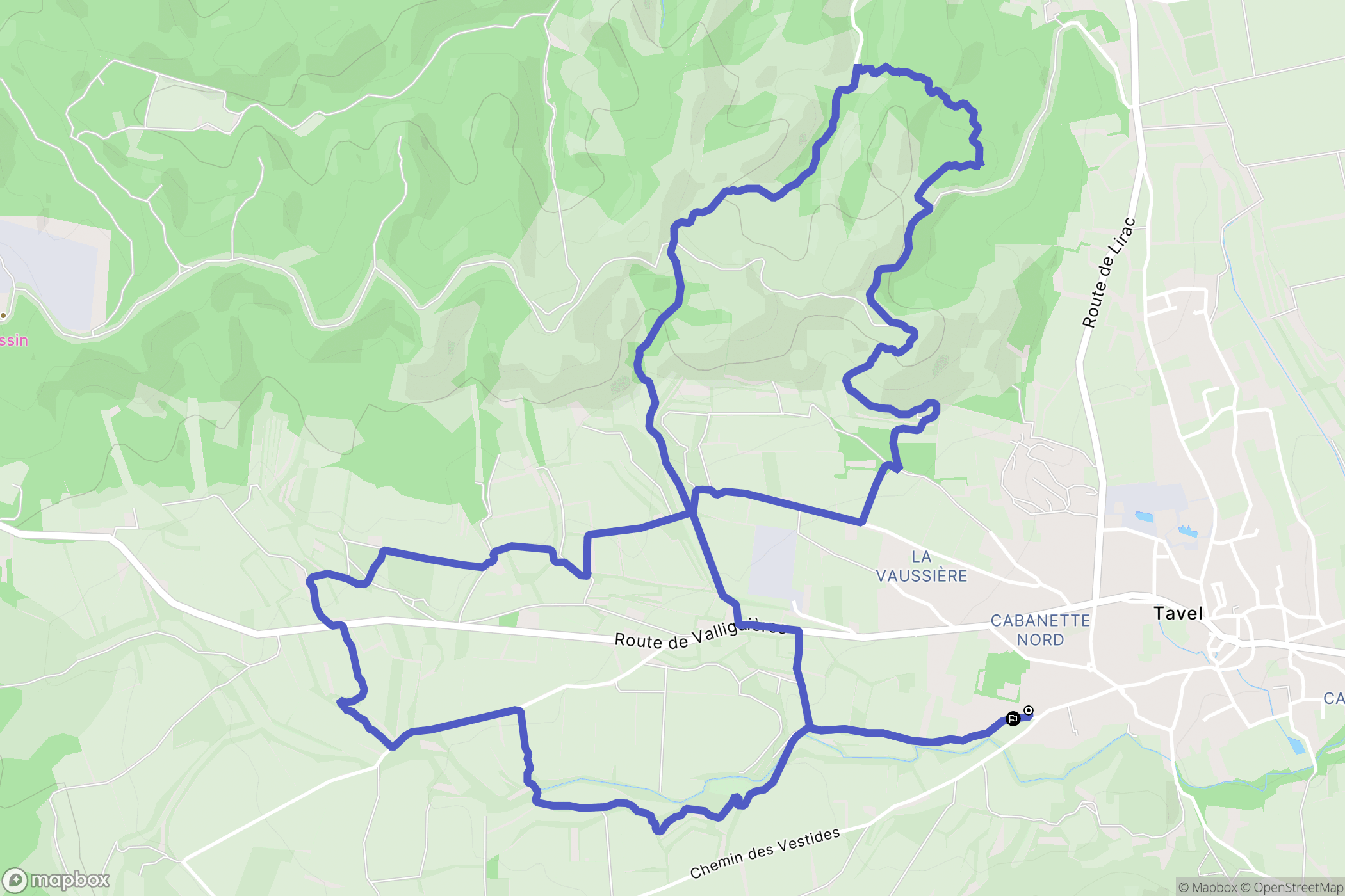 Tavel : carte du parcours de randonnée - France