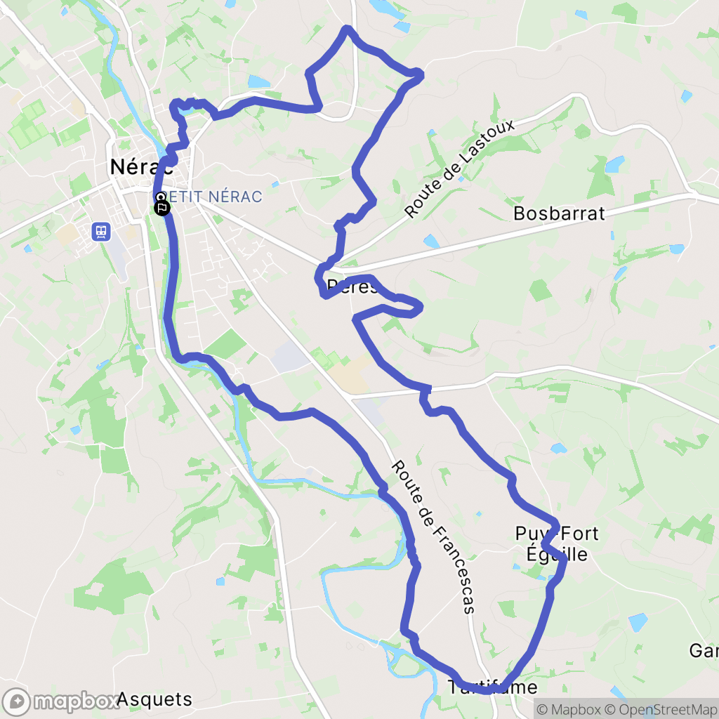 Nérac : carte du parcours de randonnée - France